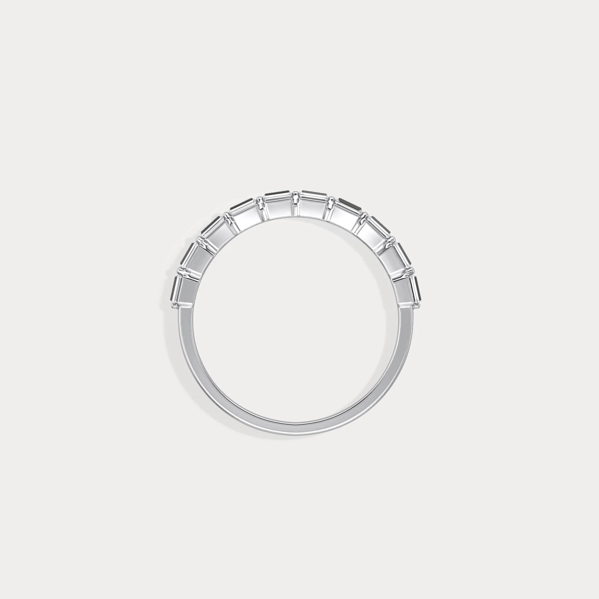Dainty Baguette Lab Grown Diamond Half Eternity Ring in 14K Gold/Platinum - Image 31