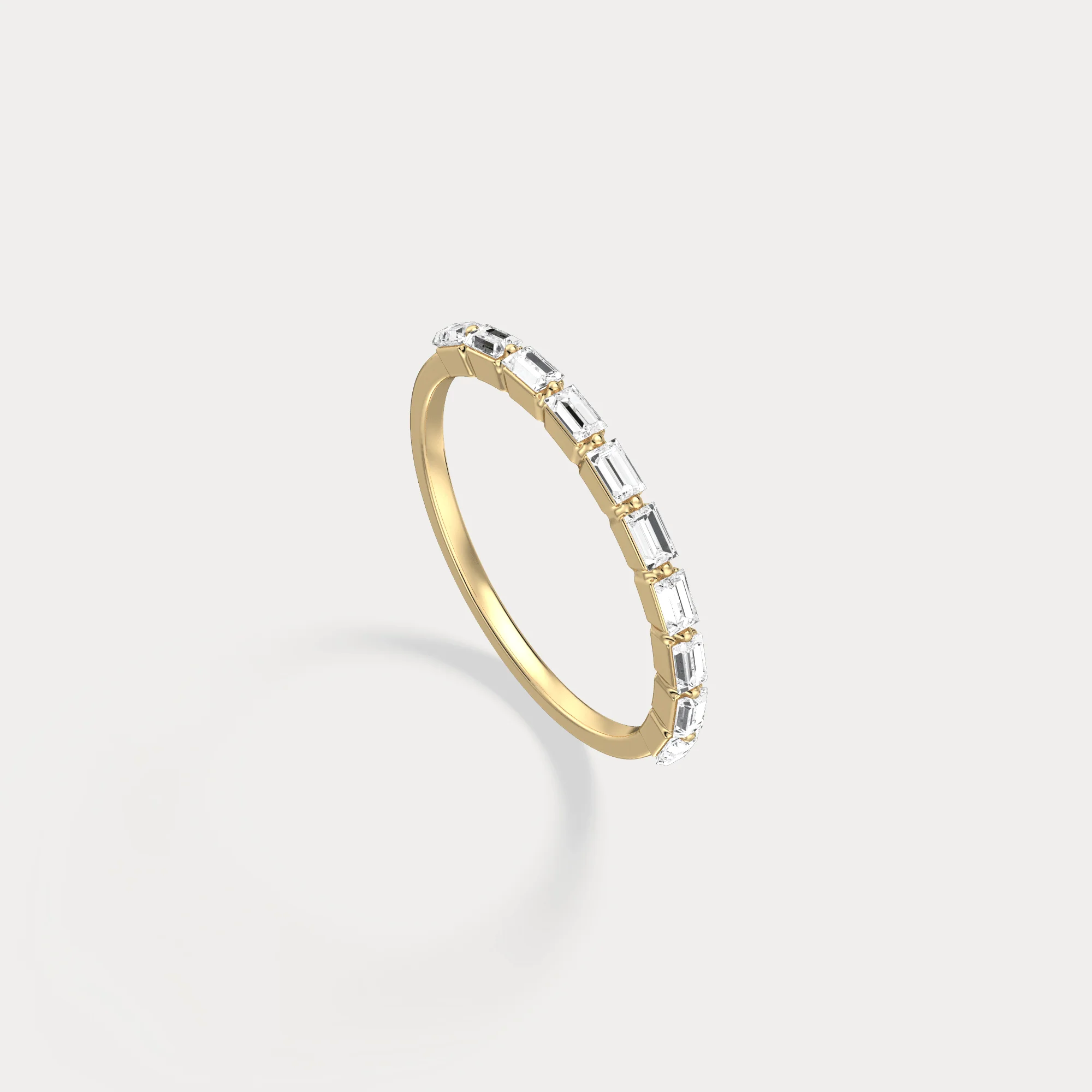 Dainty Baguette Lab Grown Diamond Half Eternity Ring in 14K Gold/Platinum - Image 5