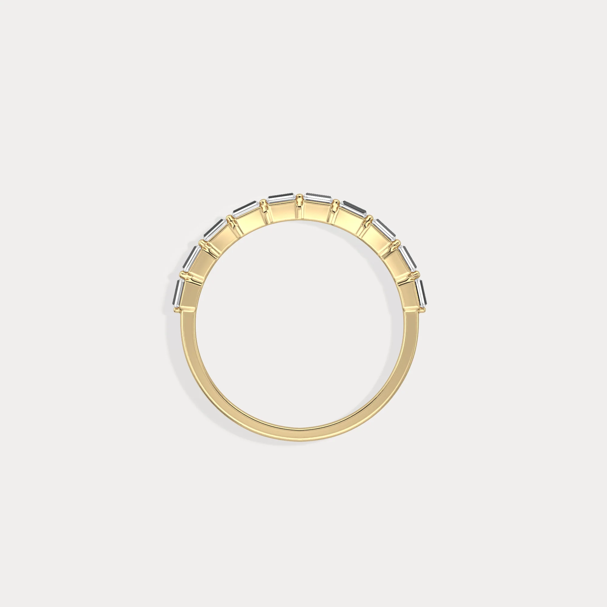 Dainty Baguette Lab Grown Diamond Half Eternity Ring in 14K Gold/Platinum - Image 6