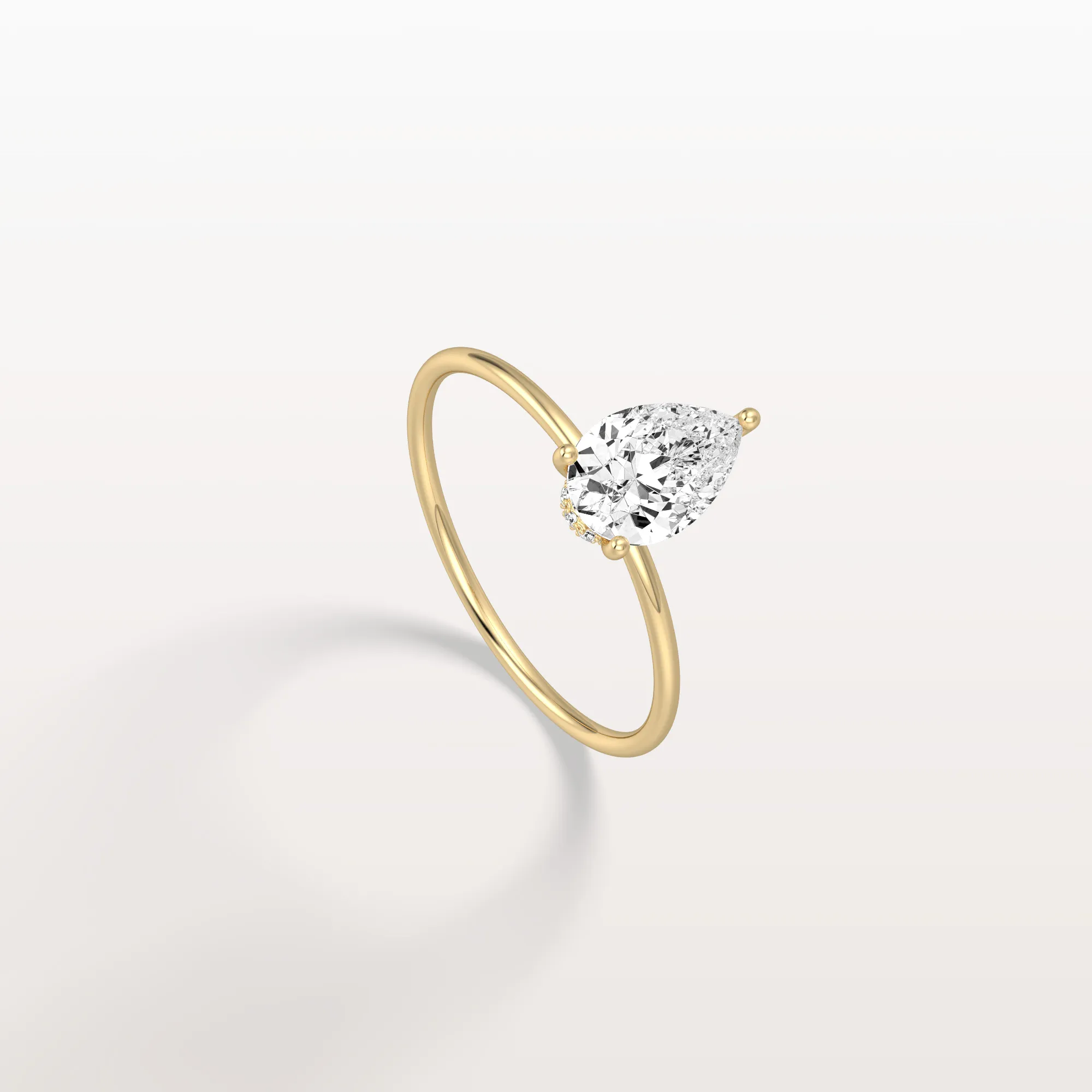 Freya丨Double Hidden Halo Promise Ring with 1CT Pear Lab Grown Diamond - Image 6