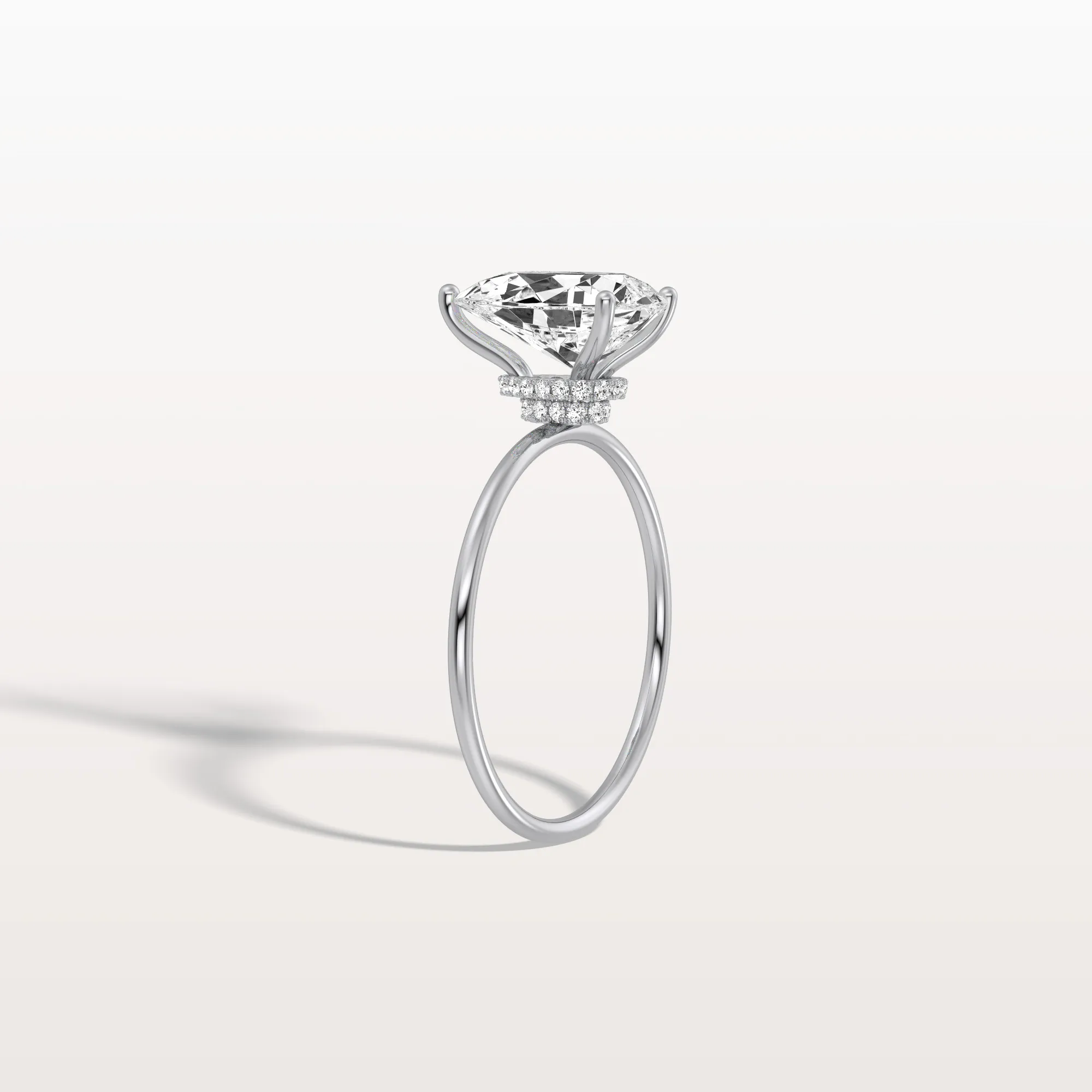 Freya丨Double Hidden Halo Promise Ring with 2CT Pear Lab Grown Diamond - Image 14