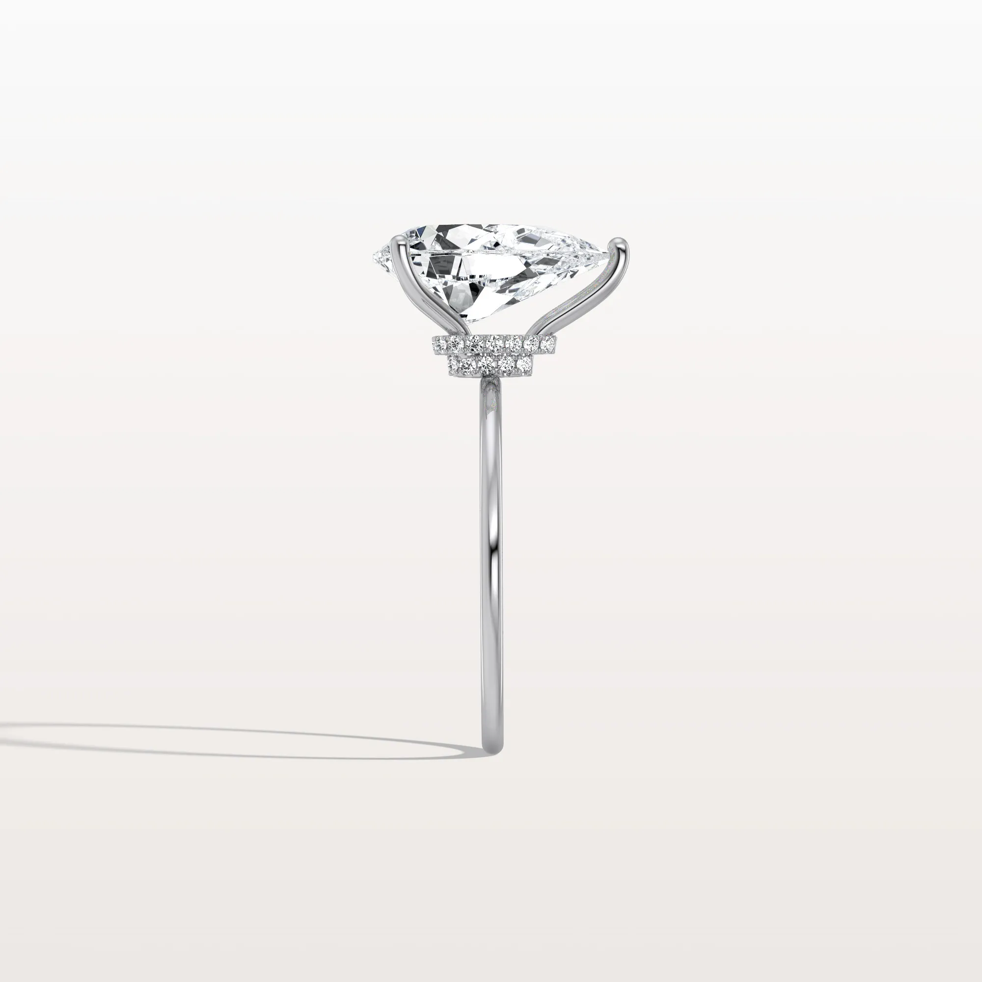Freya丨Double Hidden Halo Promise Ring with 3CT Pear Lab Grown Diamond - Image 12