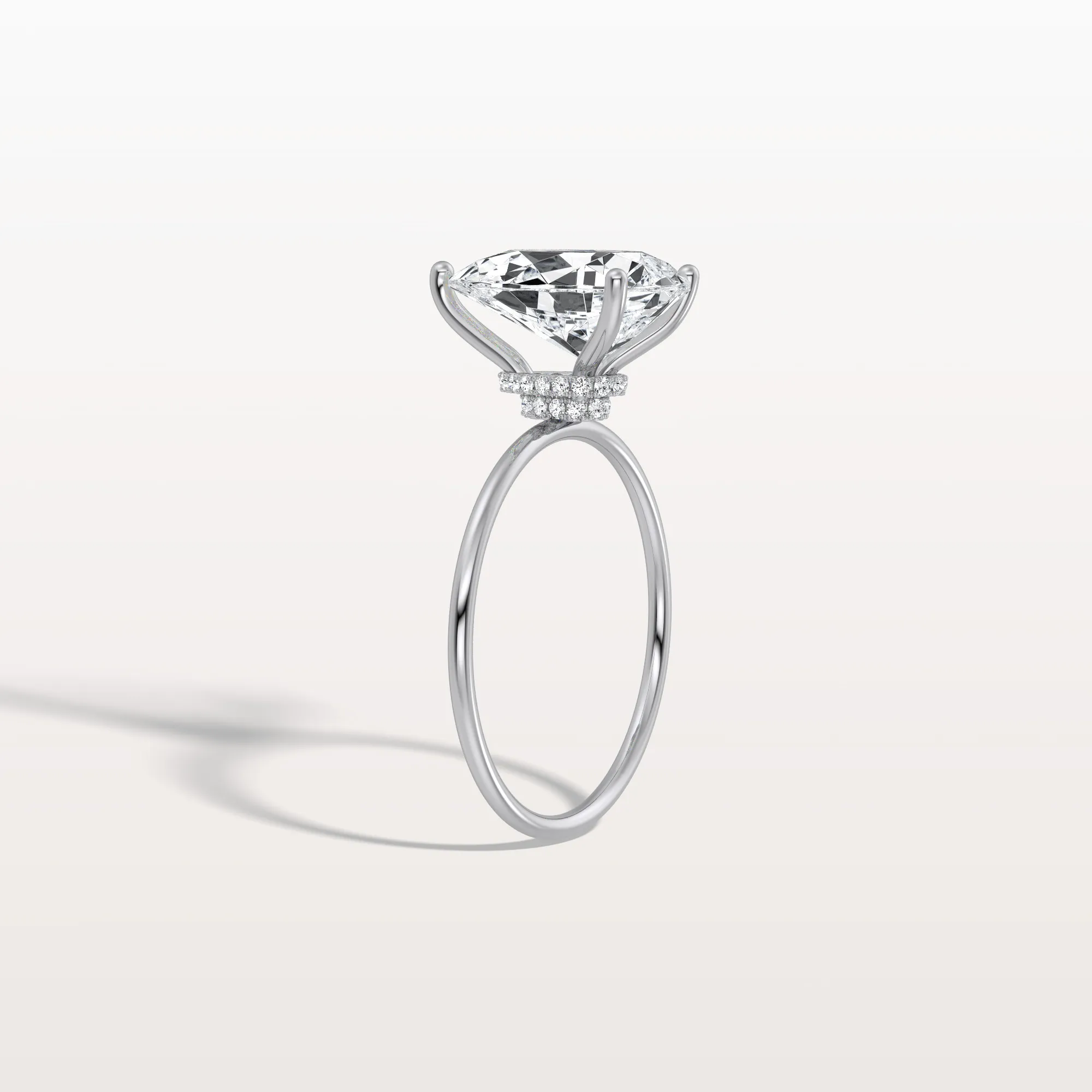 Freya丨Double Hidden Halo Promise Ring with 3CT Pear Lab Grown Diamond - Image 27