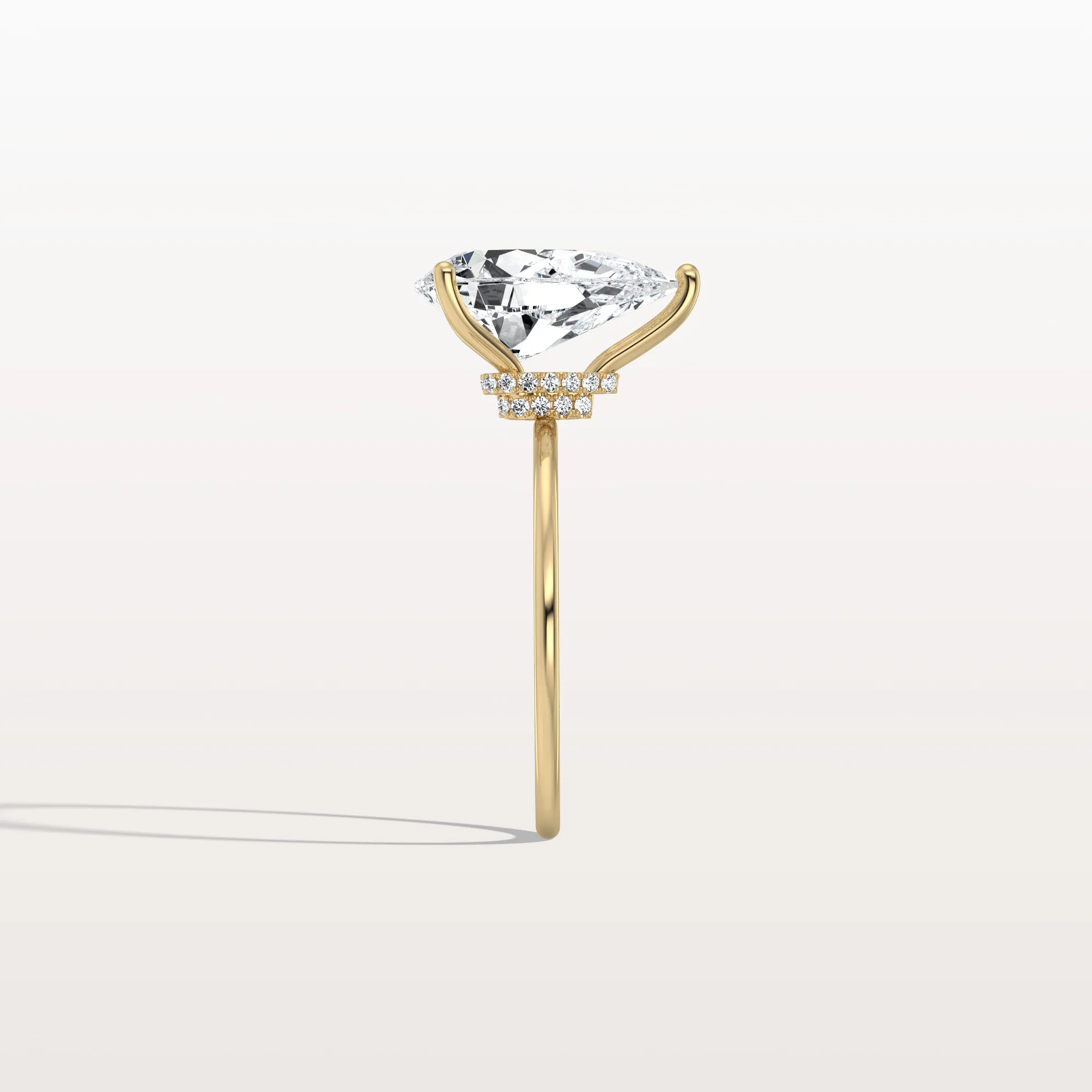 Freya丨Double Hidden Halo Promise Ring with 3CT Pear Lab Grown Diamond - Image 4