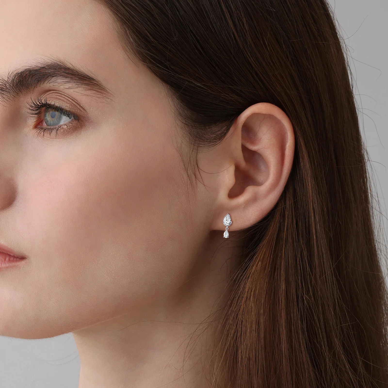Double Pear Lab-Grown Diamond Drop Earrings in 14K Solid Gold/Platinum - Image 10