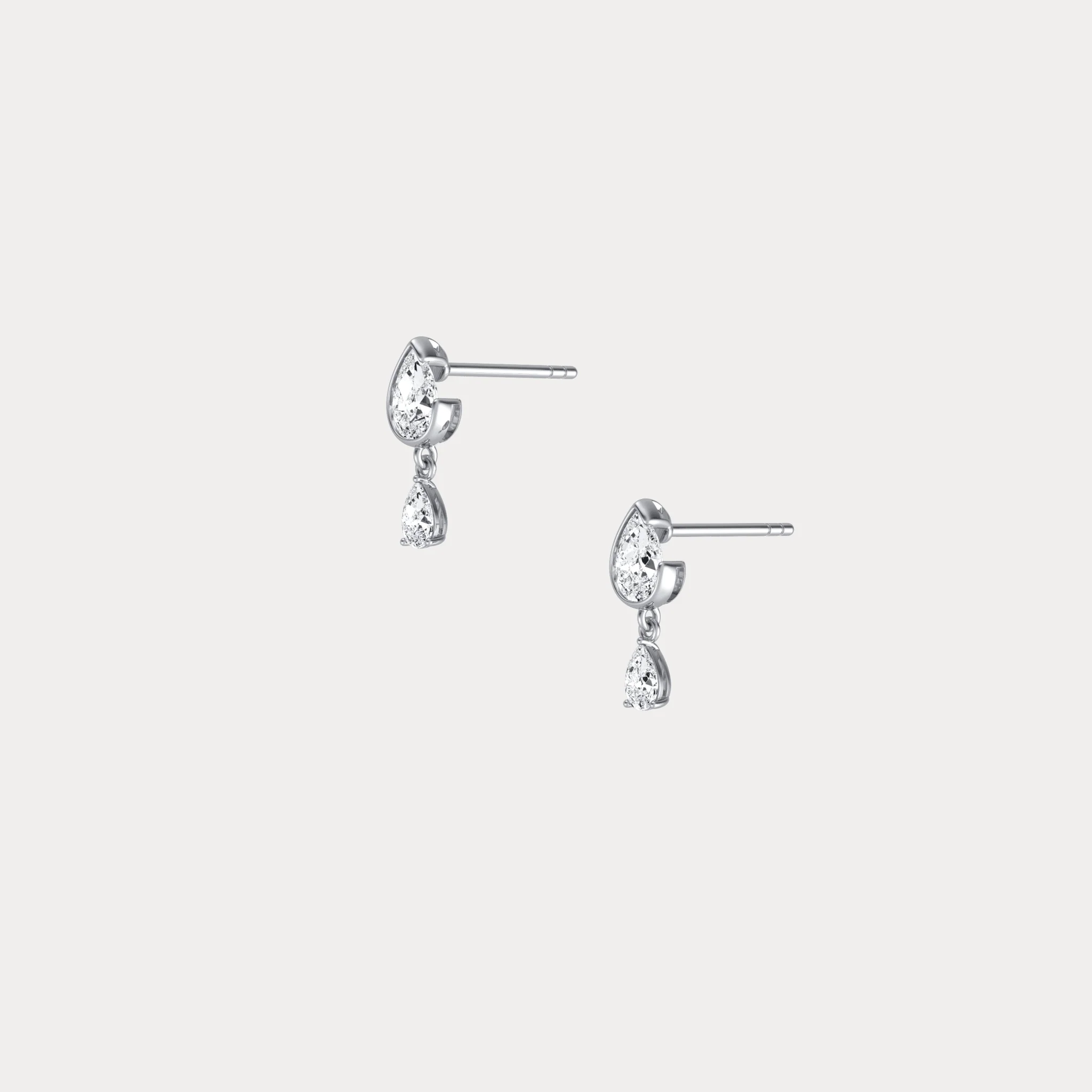 Double Pear Lab-Grown Diamond Drop Earrings in 14K Solid Gold/Platinum - Image 12