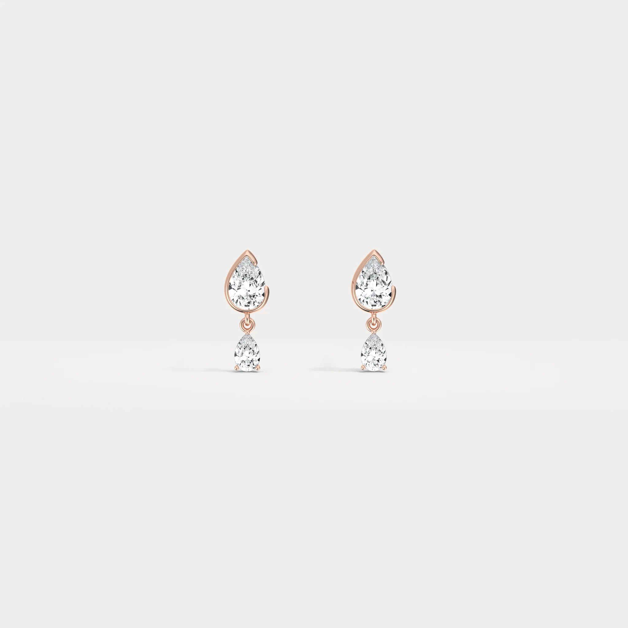 Double Pear Lab-Grown Diamond Drop Earrings in 14K Solid Gold/Platinum - Image 14