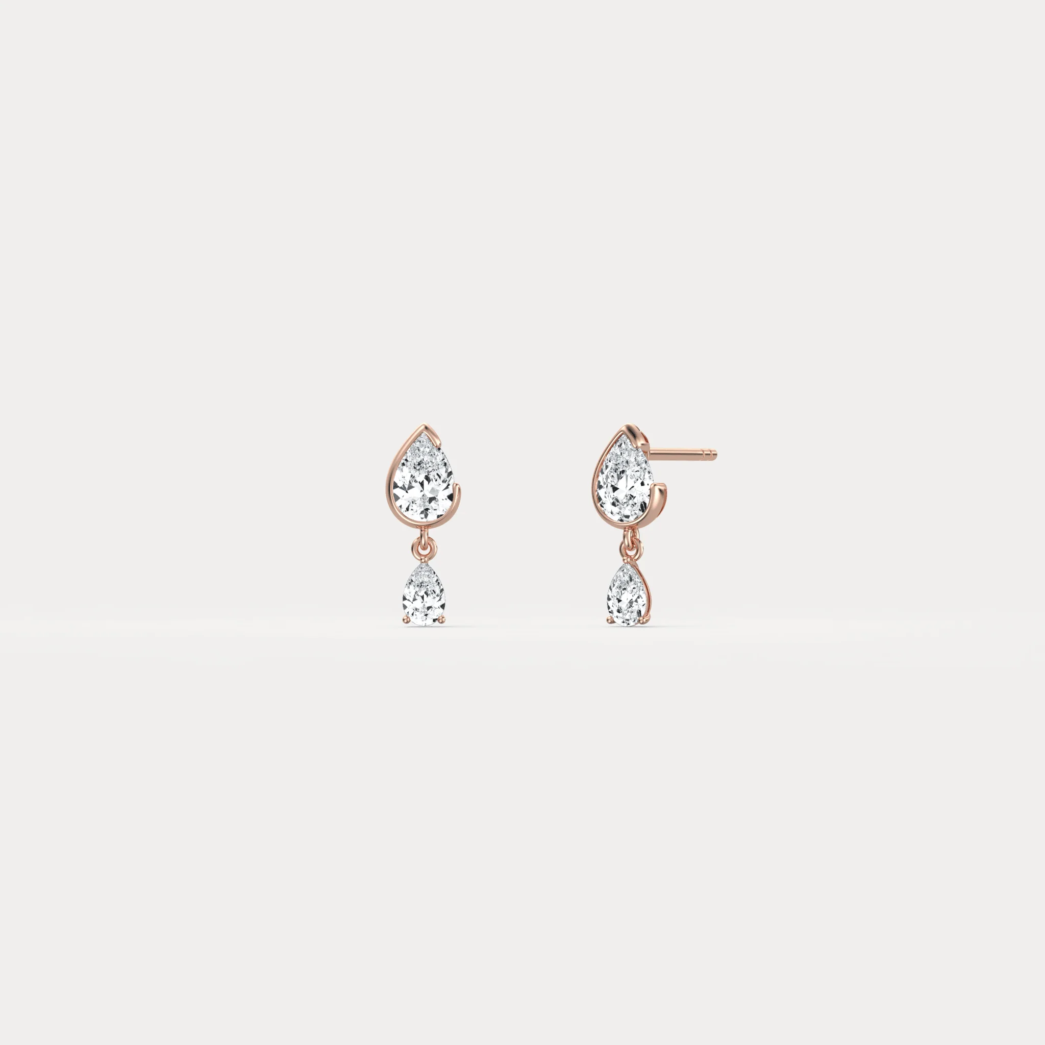 Double Pear Lab-Grown Diamond Drop Earrings in 14K Solid Gold/Platinum - Image 17