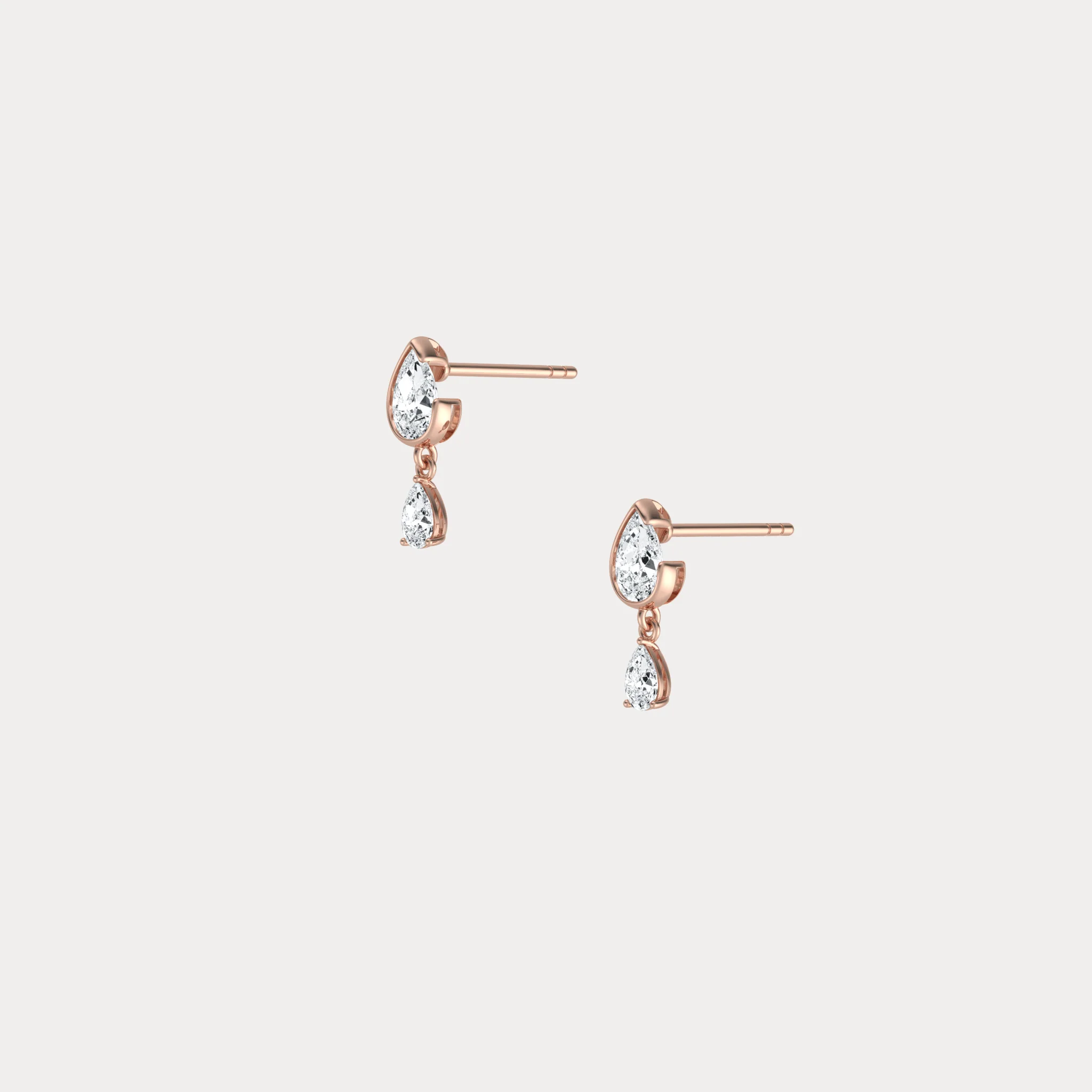 Double Pear Lab-Grown Diamond Drop Earrings in 14K Solid Gold/Platinum - Image 18