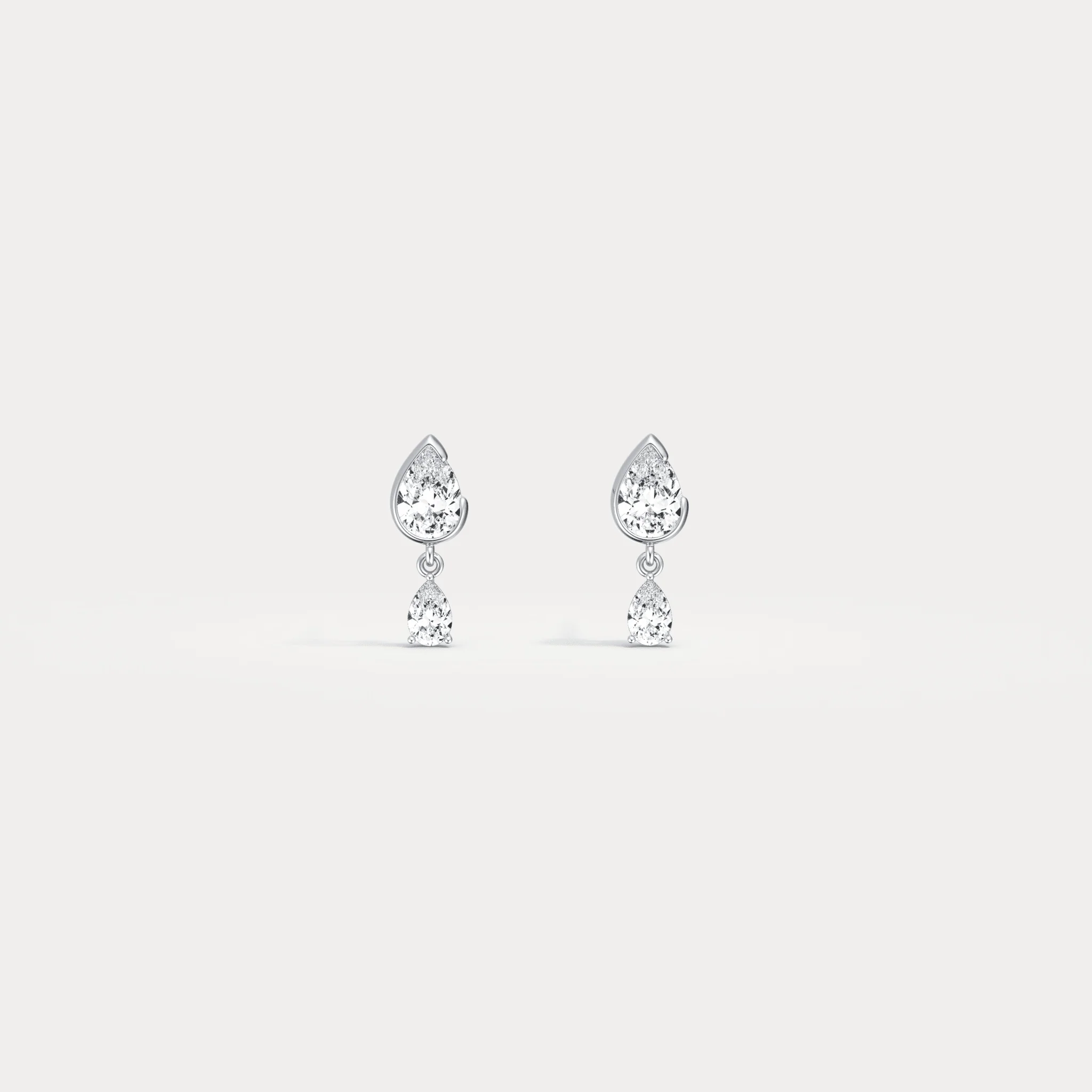 Double Pear Lab-Grown Diamond Drop Earrings in 14K Solid Gold/Platinum - Image 20