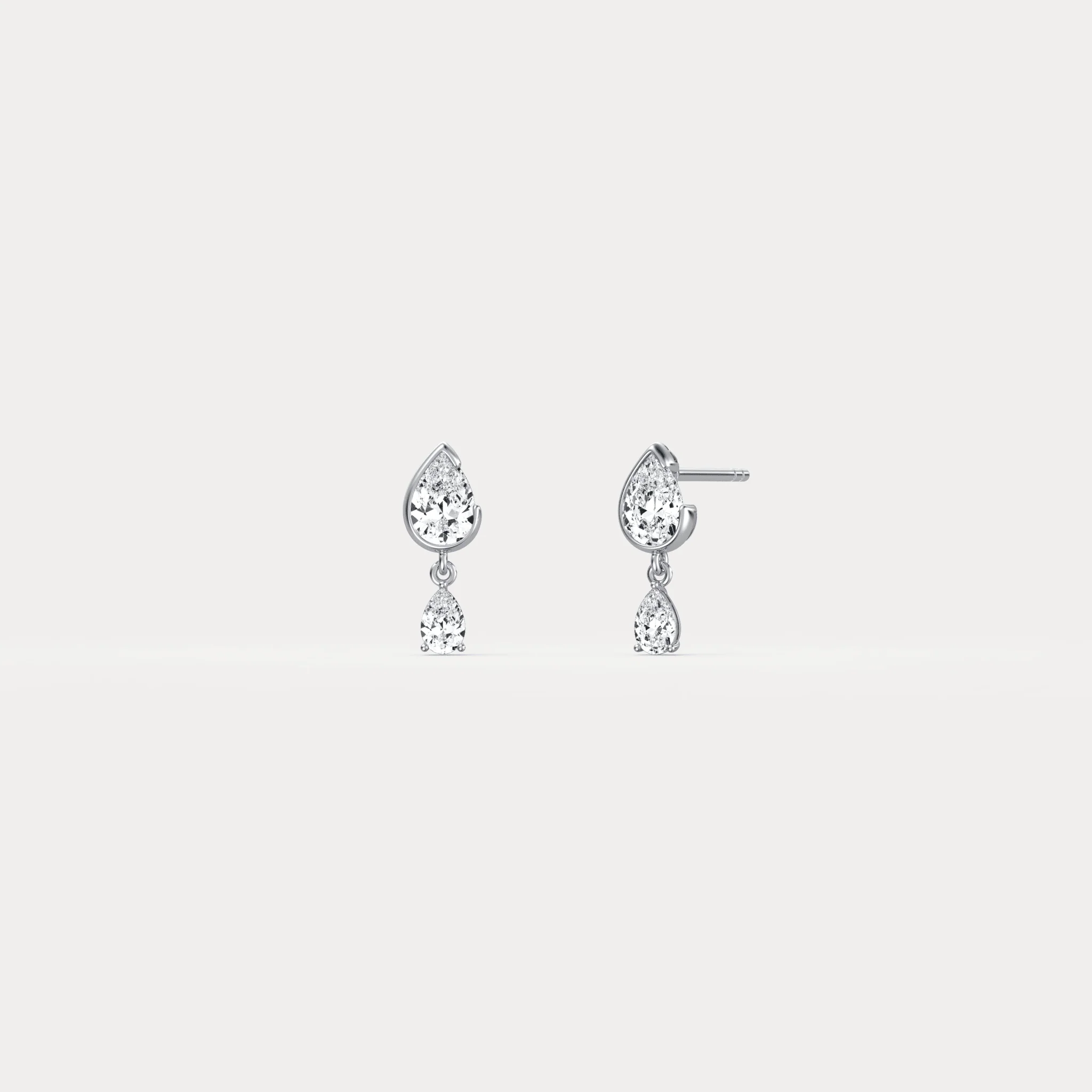 Double Pear Lab-Grown Diamond Drop Earrings in 14K Solid Gold/Platinum - Image 23