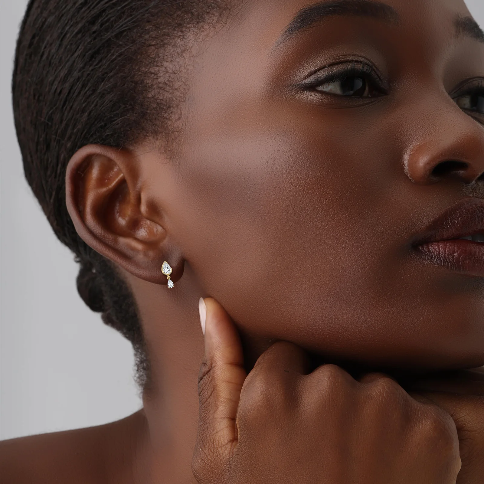 Double Pear Lab-Grown Diamond Drop Earrings in 14K Solid Gold/Platinum - Image 6