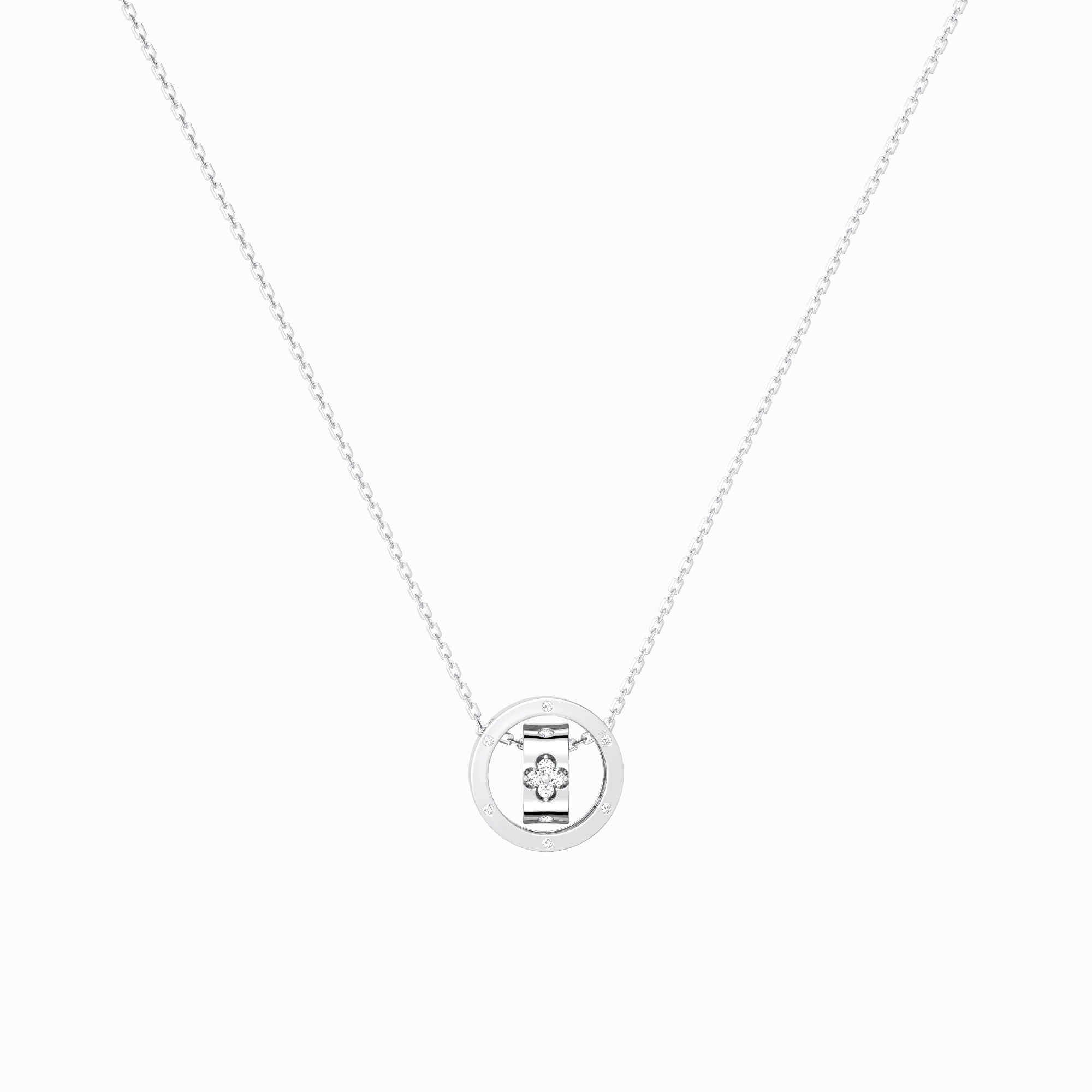 Double Ring Lab-Grown Diamond Pendant Necklace For Women - Image 4