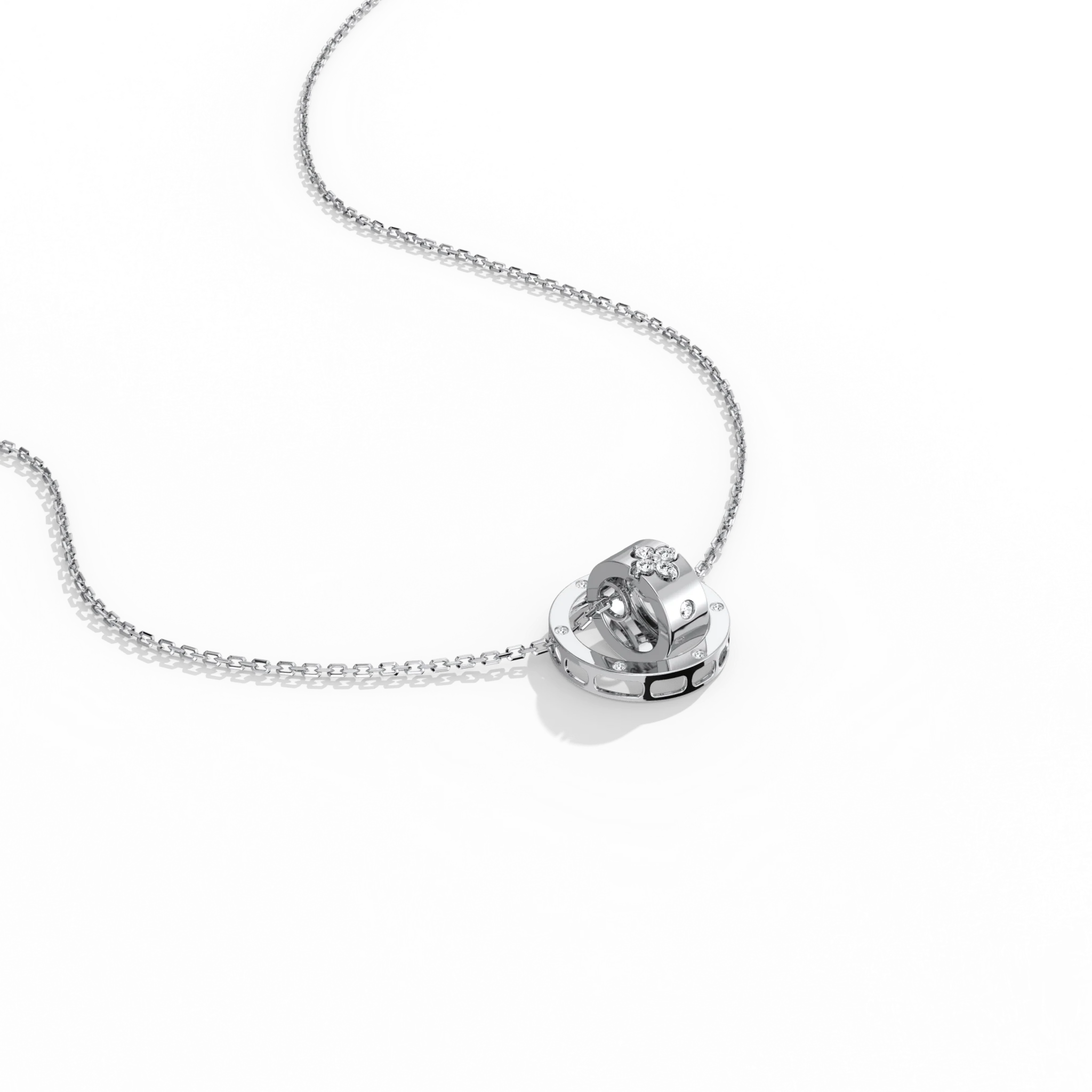 Double Ring Lab-Grown Diamond Pendant Necklace in 14K Solid Gold - Image 2