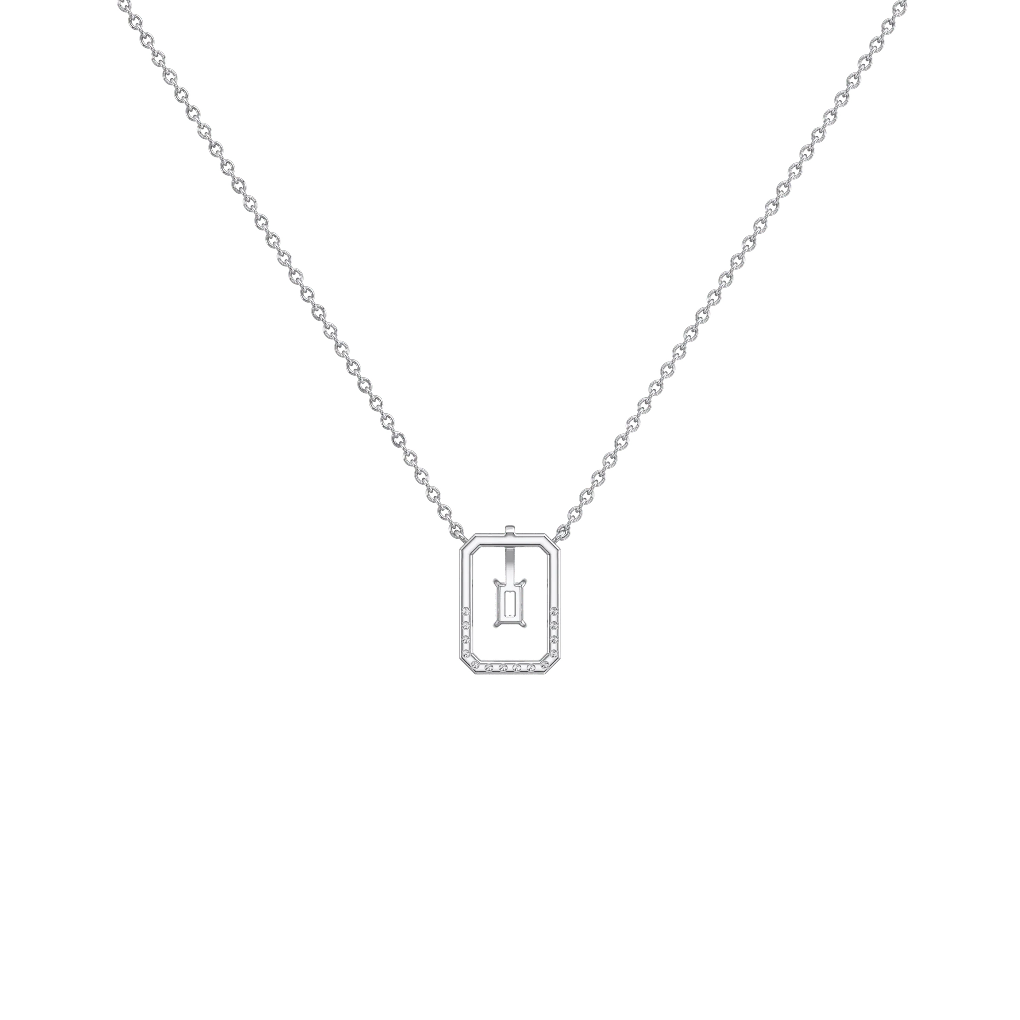 Emerald Cut Lab Diamond Rectangular Pendant Necklace - Image 13
