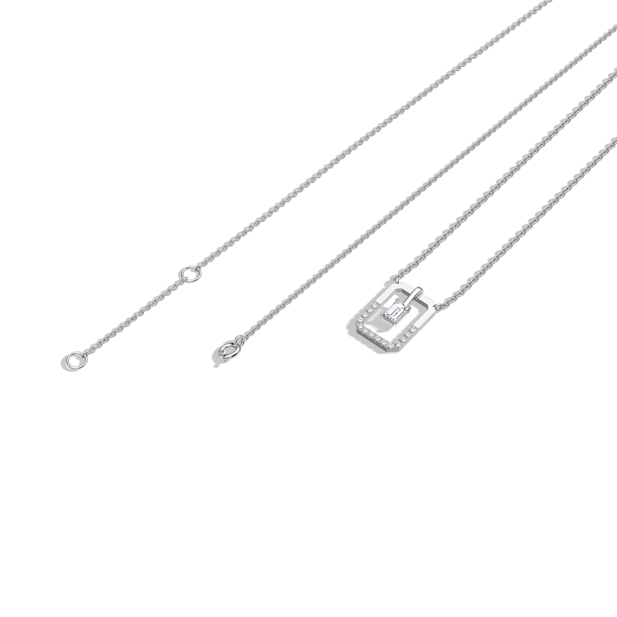 Emerald Cut Lab Diamond Rectangular Pendant Necklace - Image 26