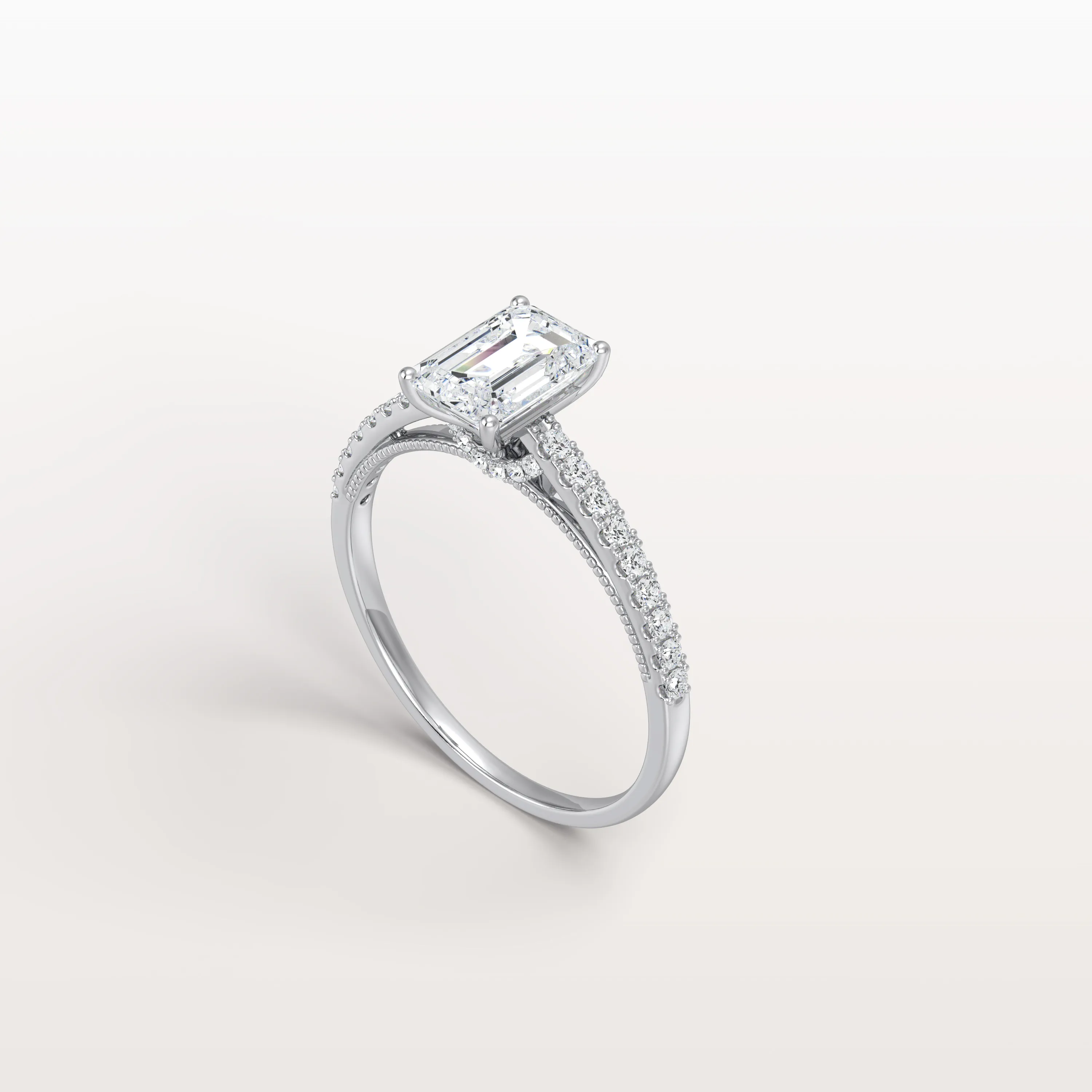 Suri丨Emerald Cut Solitaire Pave 1CT Lab Grown Engagement Ring - Image 12