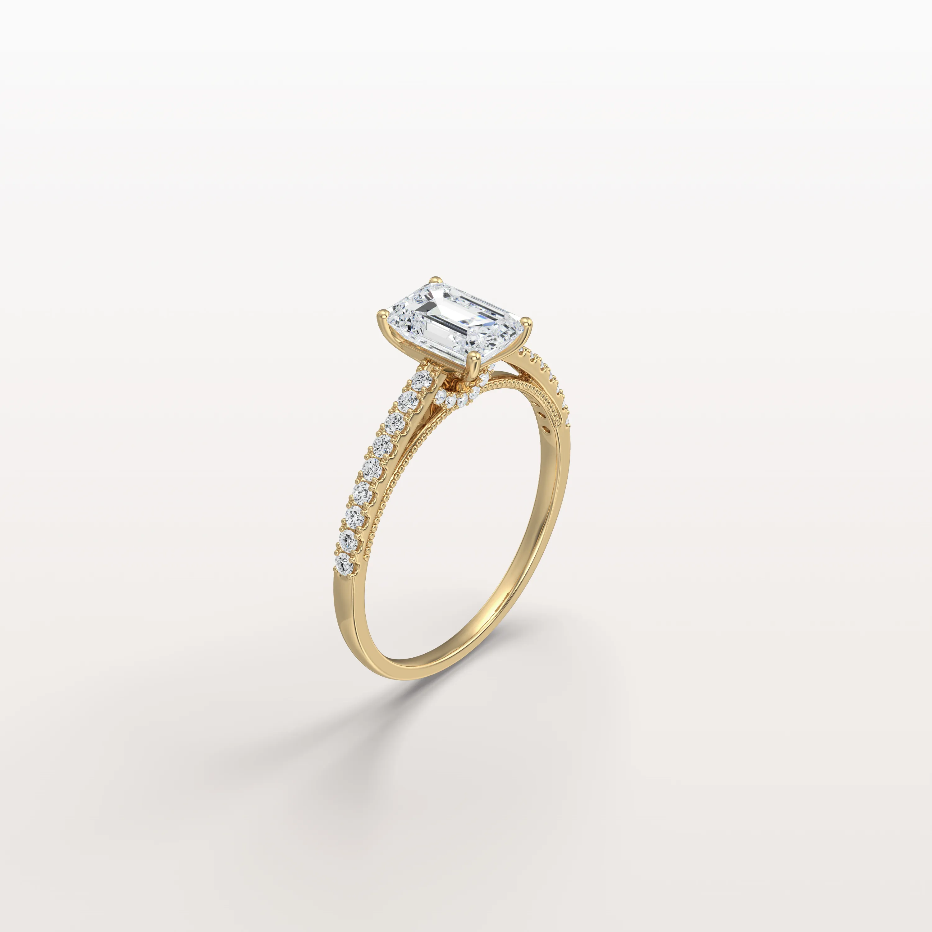 Suri丨Emerald Cut Solitaire Pave 1CT Lab Grown Engagement Ring - Image 5