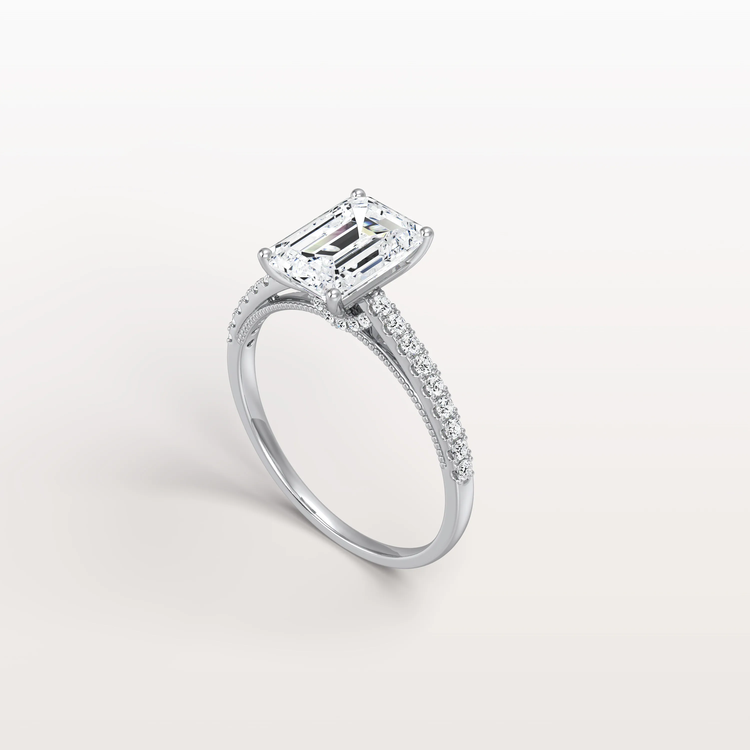 Suri丨Emerald Cut Solitaire Pave 2CT Lab Grown Engagement Ring - Image 12