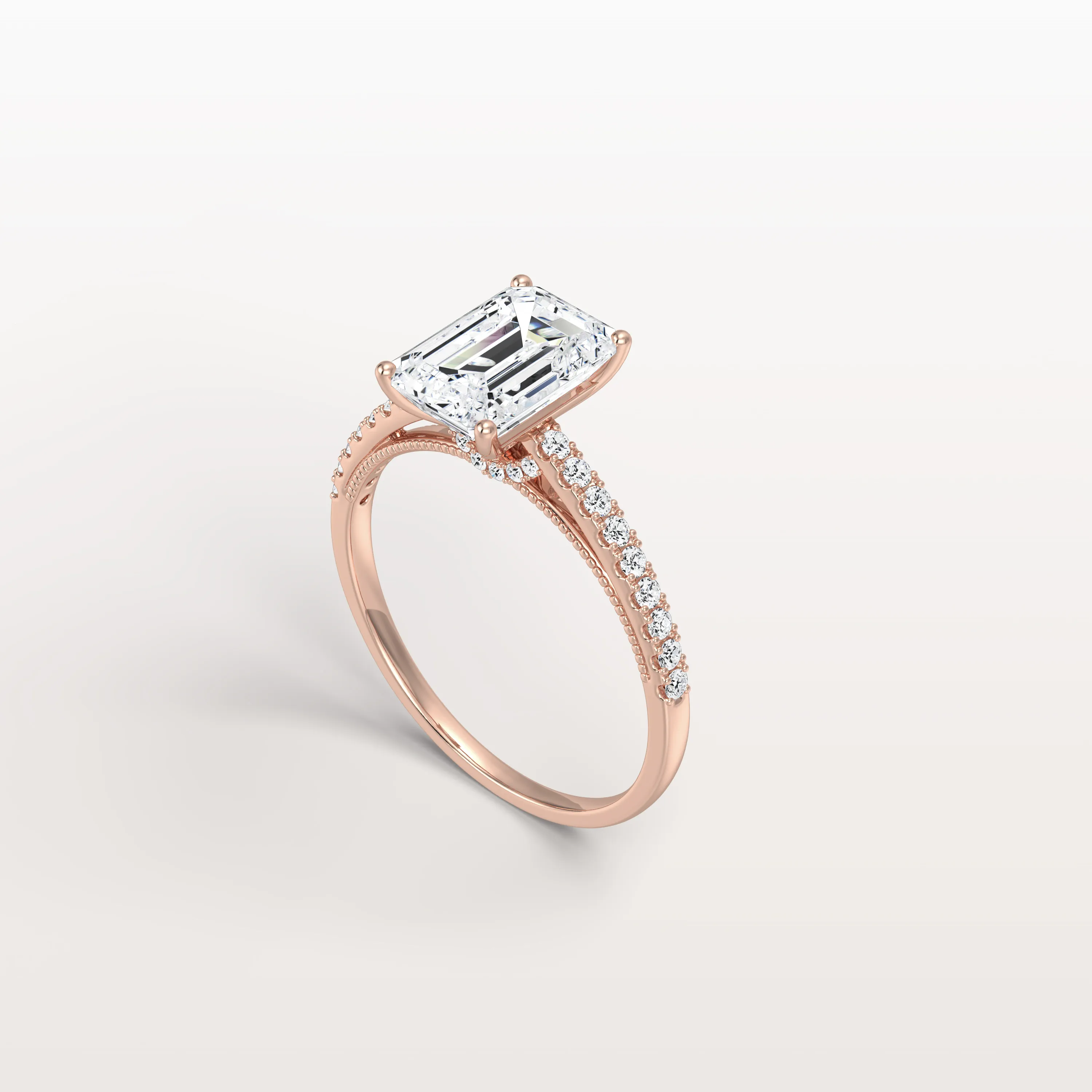 Suri丨Emerald Cut Solitaire Pave 2CT Lab Grown Engagement Ring - Image 19