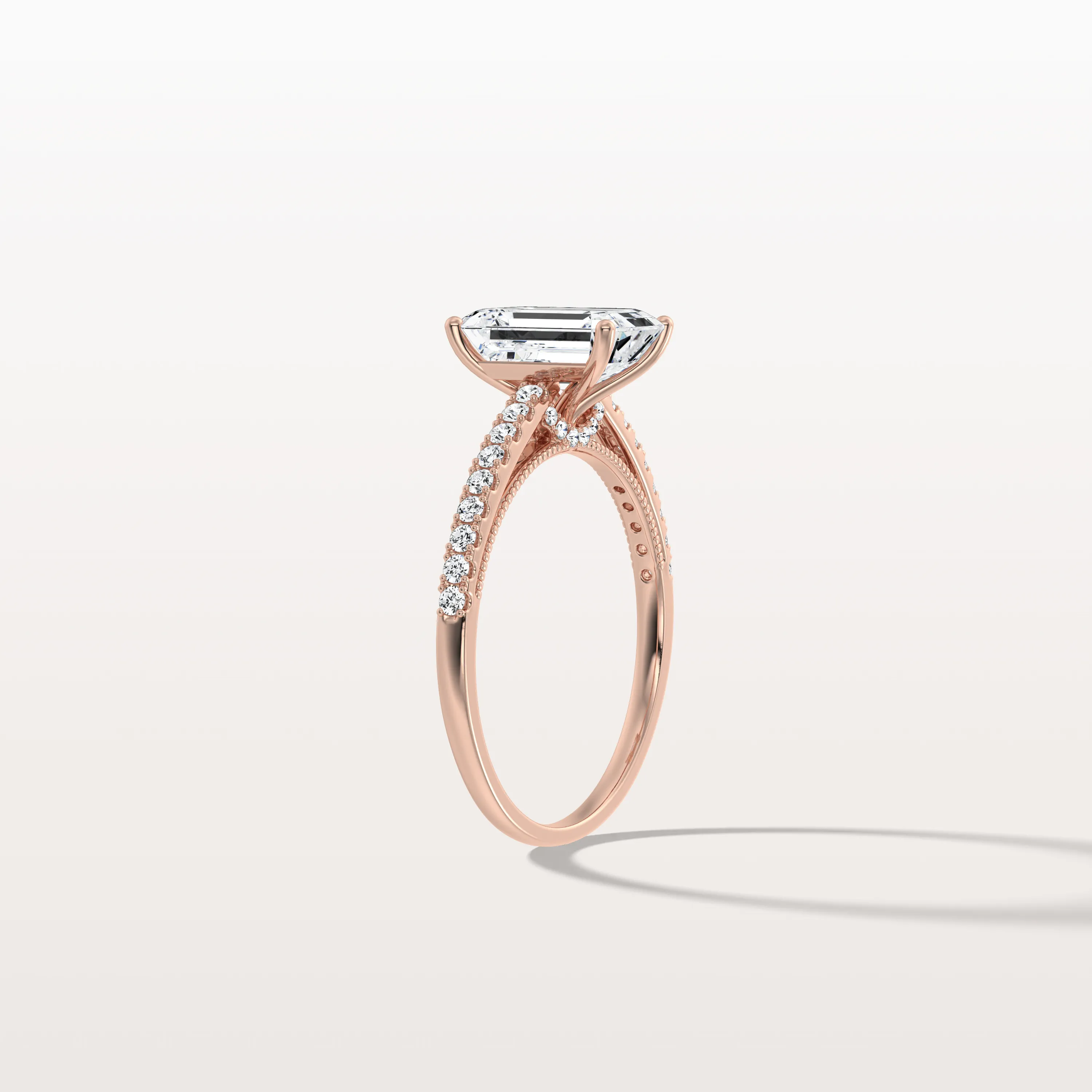 Suri丨Emerald Cut Solitaire Pave 2CT Lab Grown Engagement Ring - Image 22