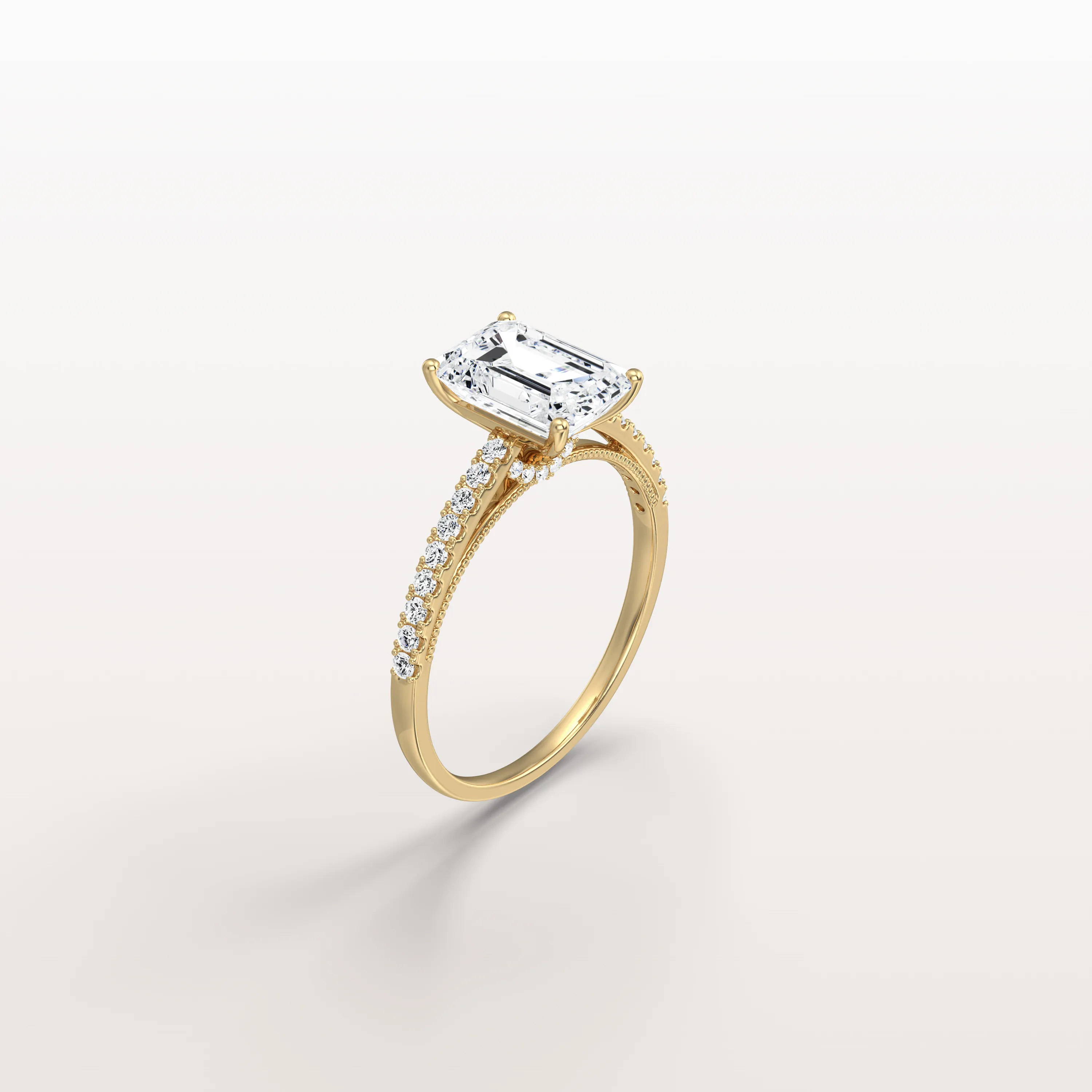 Suri丨Emerald Cut Solitaire Pave 2CT Lab Grown Engagement Ring - Image 5