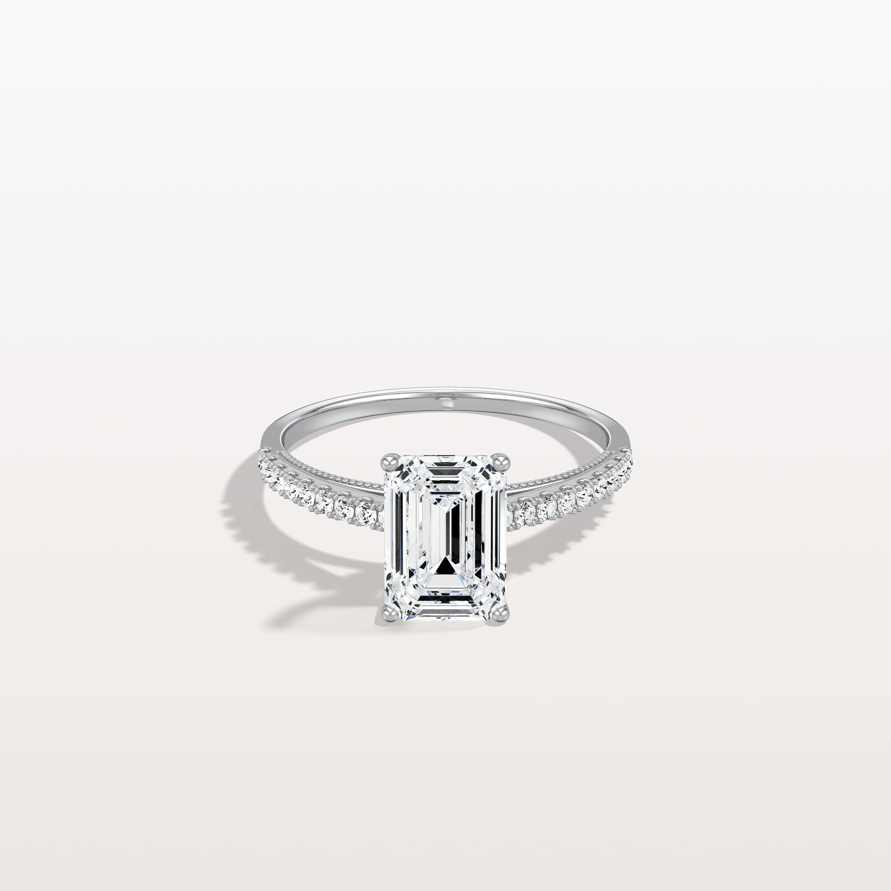 Suri丨Emerald Cut Solitaire Pave 2CT Lab Grown Engagement Ring - Image 9