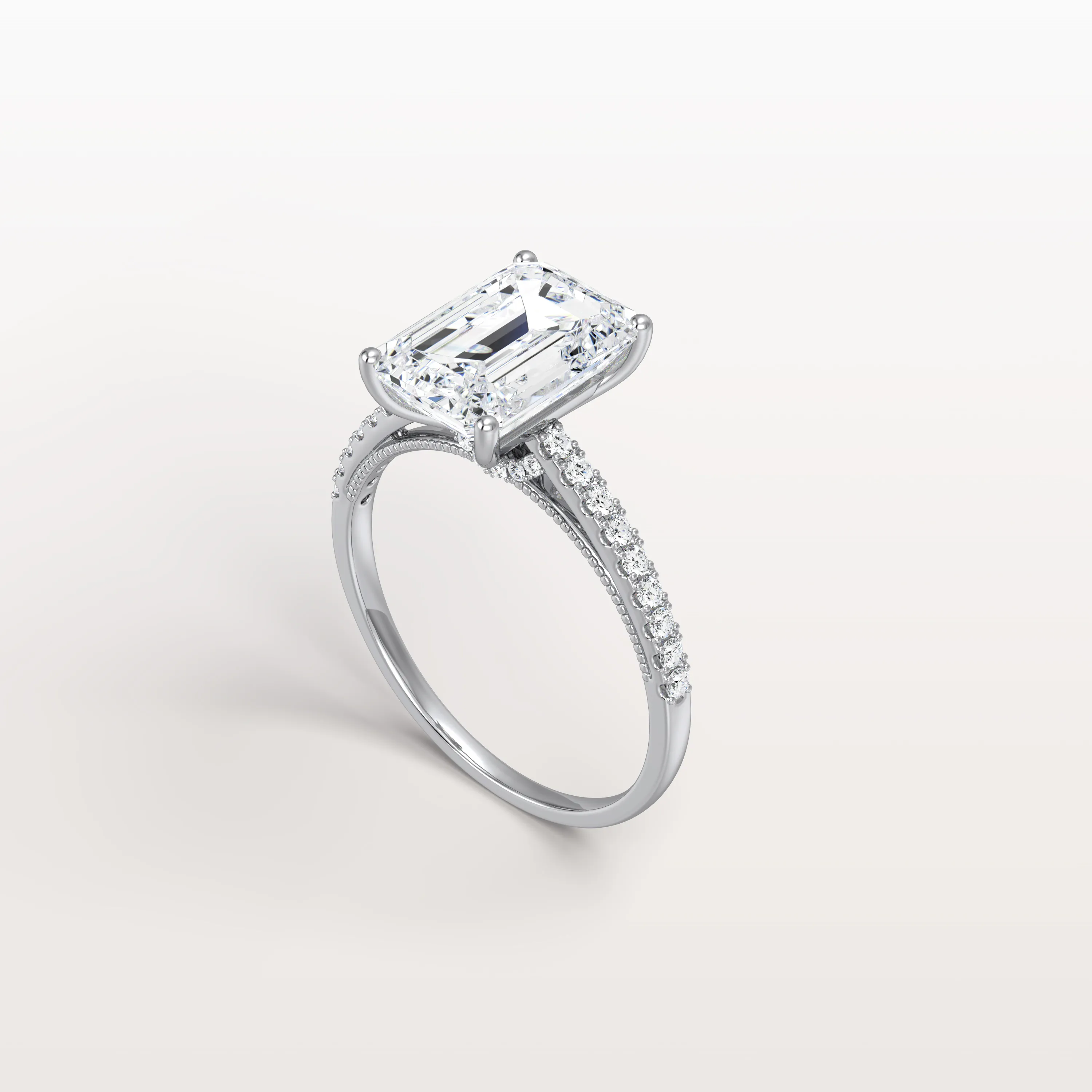 Suri丨Emerald Cut Solitaire Pave 3CT Lab Grown Engagement Ring - Image 12