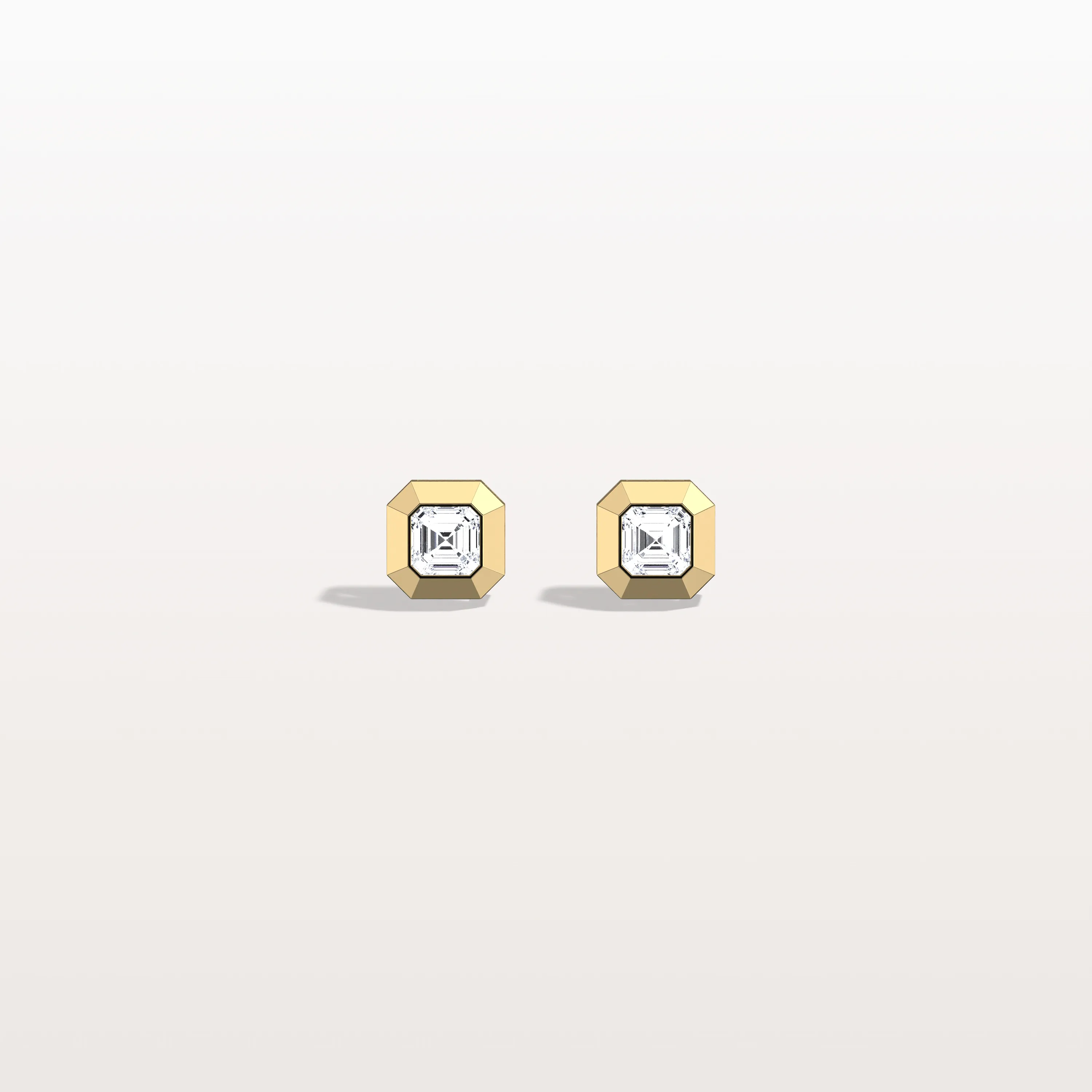 Ethical Lab Grown Asscher Cut Ear Studs In 14K Solid Gold/Platinum