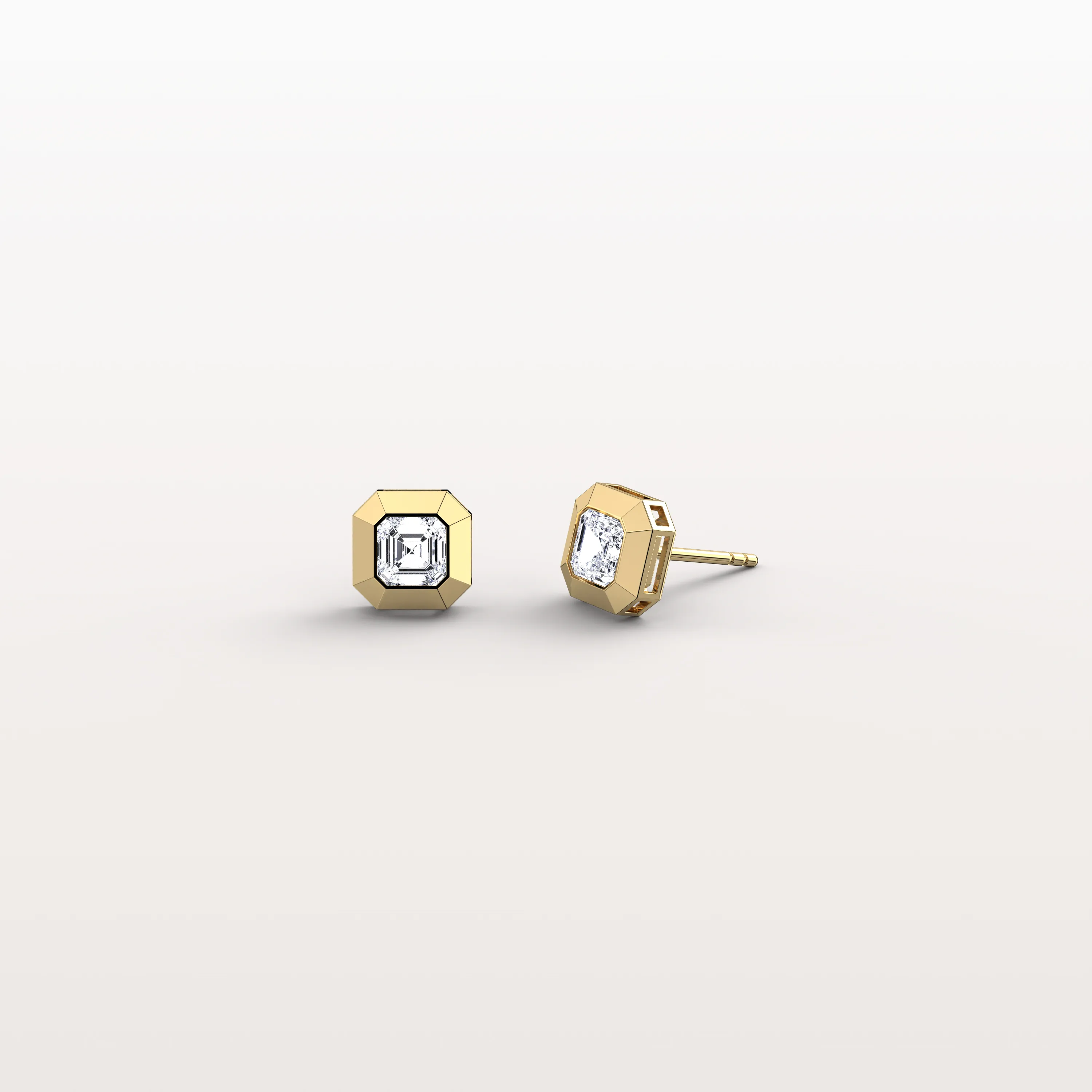 Ethical Lab Grown Asscher Cut Ear Studs In 14K Solid Gold/Platinum - Image 4