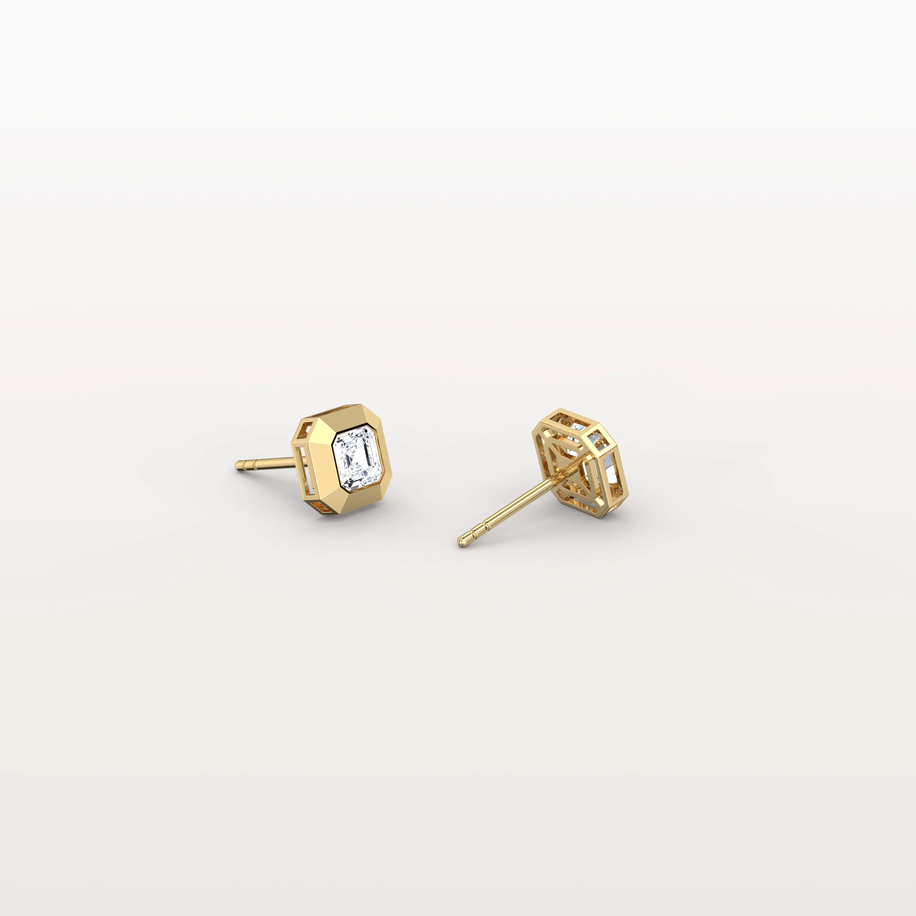 Ethical Lab Grown Asscher Cut Ear Studs In 14K Solid Gold/Platinum - Image 5