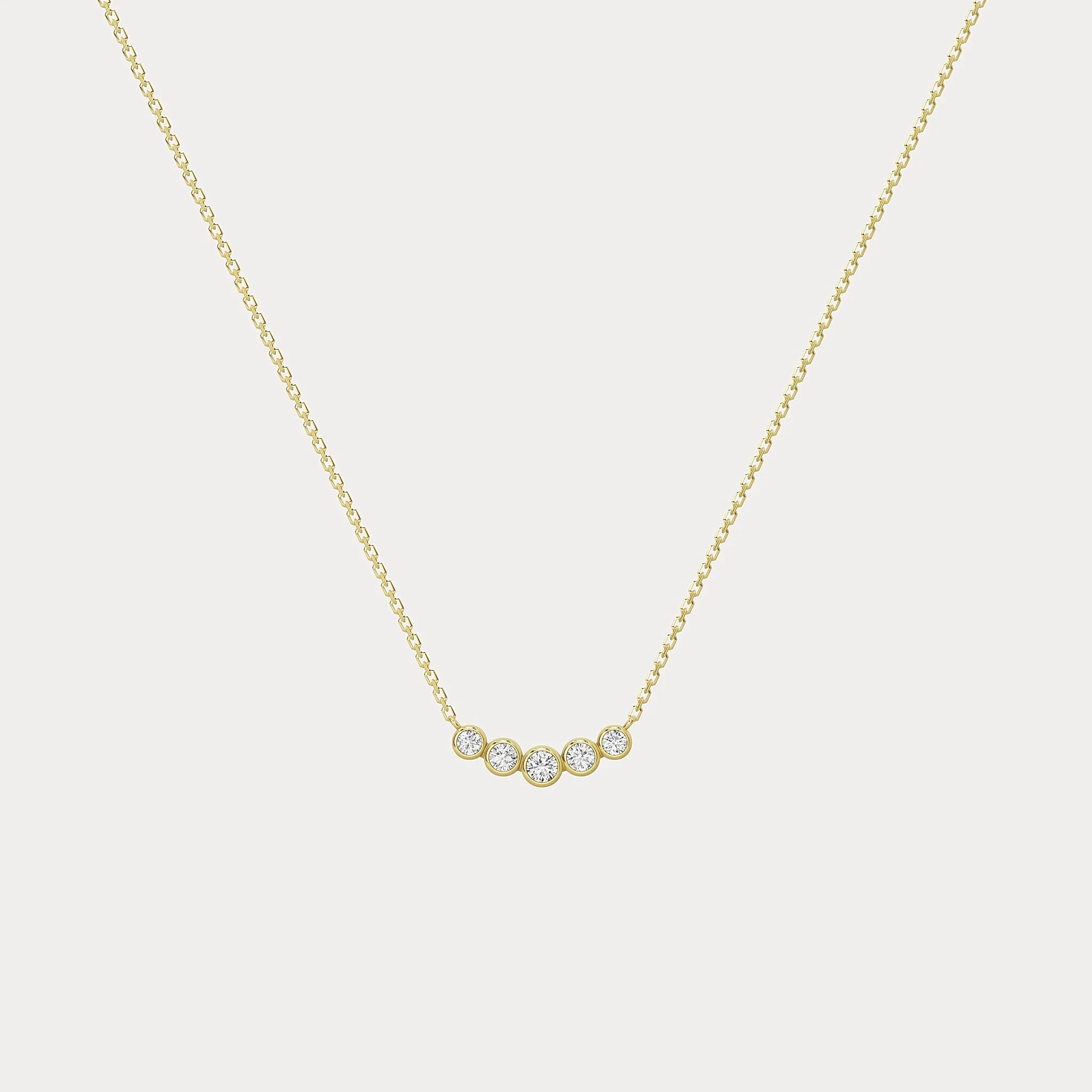 Five-Stone Bezel-Set Lab-Grown Diamond Bar Necklace in 14K Gold/Platinum