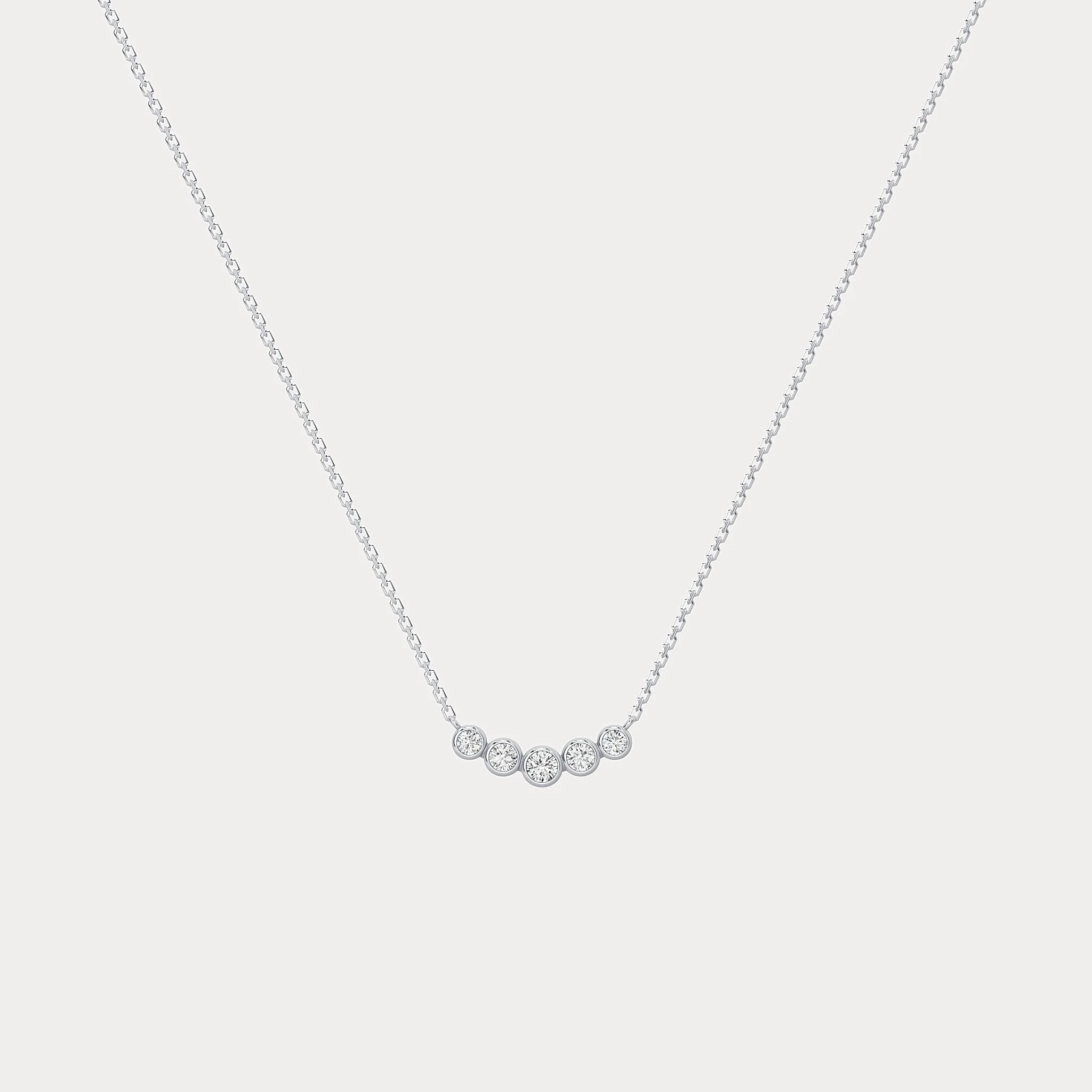 Five-Stone Bezel-Set Lab-Grown Diamond Bar Necklace in 14K Gold/Platinum - Image 11