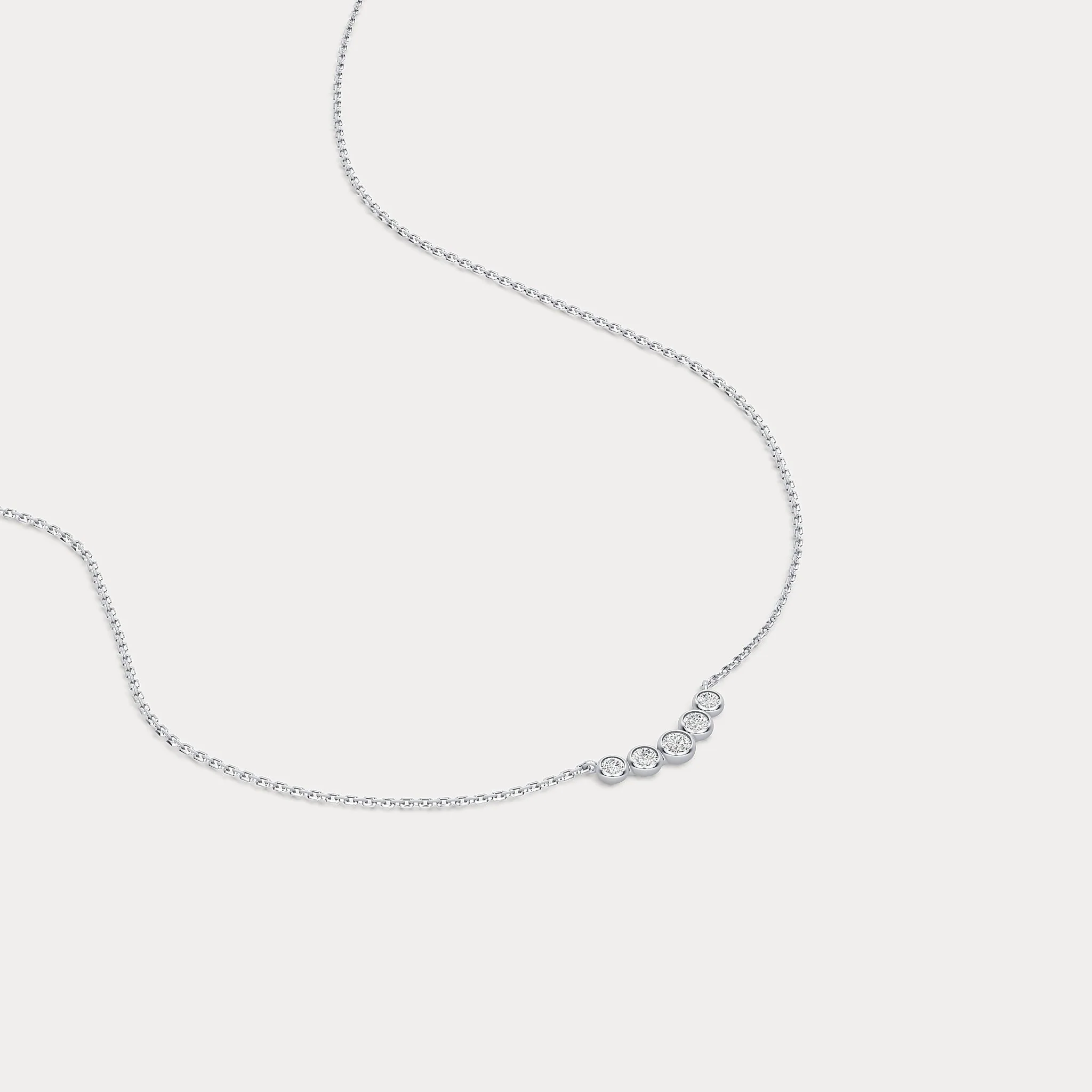 Five-Stone Bezel-Set Lab-Grown Diamond Bar Necklace in 14K Gold/Platinum - Image 12