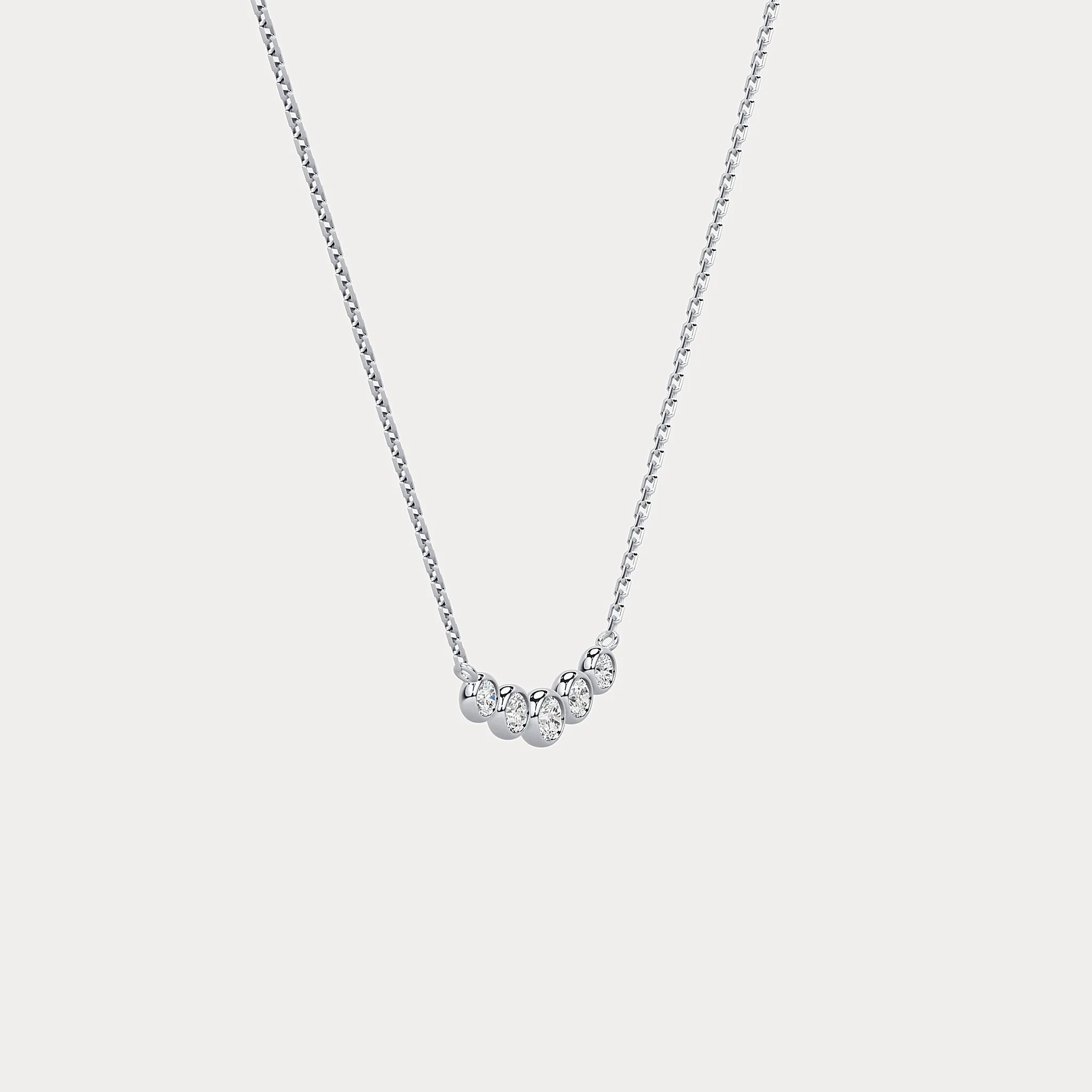 Five-Stone Bezel-Set Lab-Grown Diamond Bar Necklace in 14K Gold/Platinum - Image 13