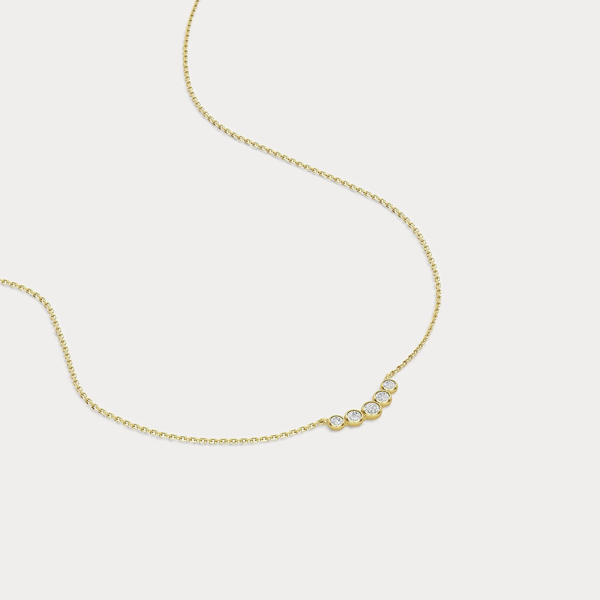 Five-Stone Bezel-Set Lab-Grown Diamond Bar Necklace in 14K Gold/Platinum - Image 2