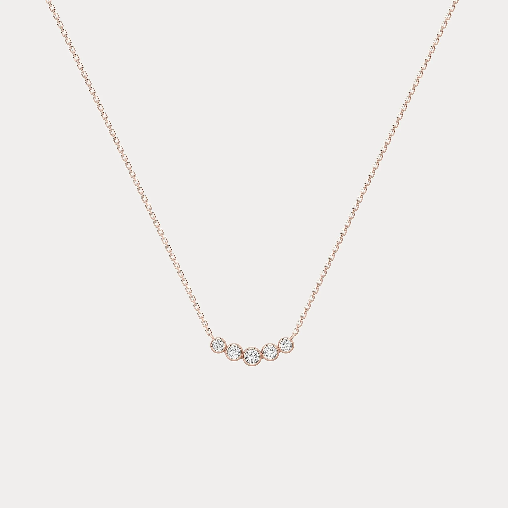 Five-Stone Bezel-Set Lab-Grown Diamond Bar Necklace in 14K Gold/Platinum - Image 8