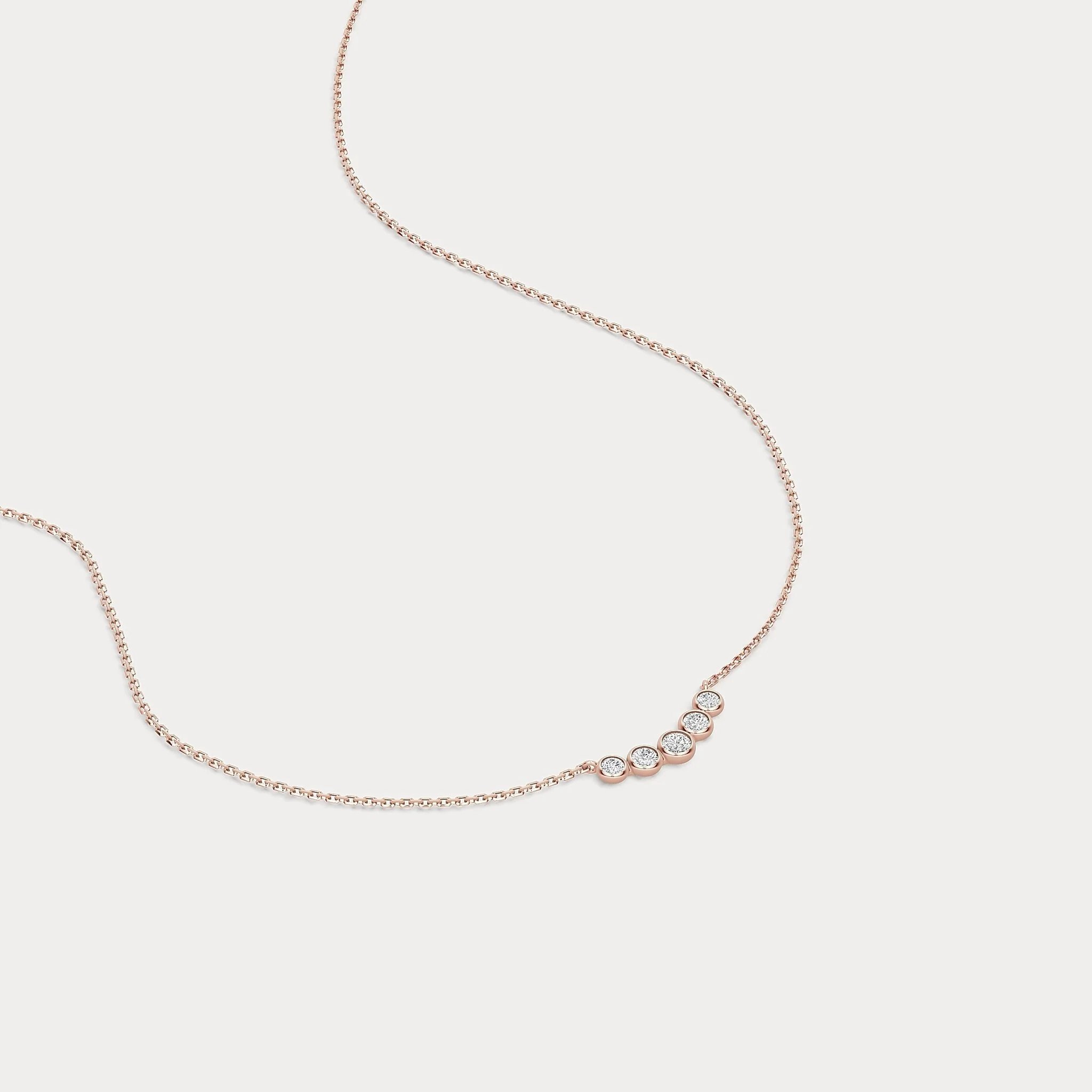 Five-Stone Bezel-Set Lab-Grown Diamond Bar Necklace in 14K Gold/Platinum - Image 9