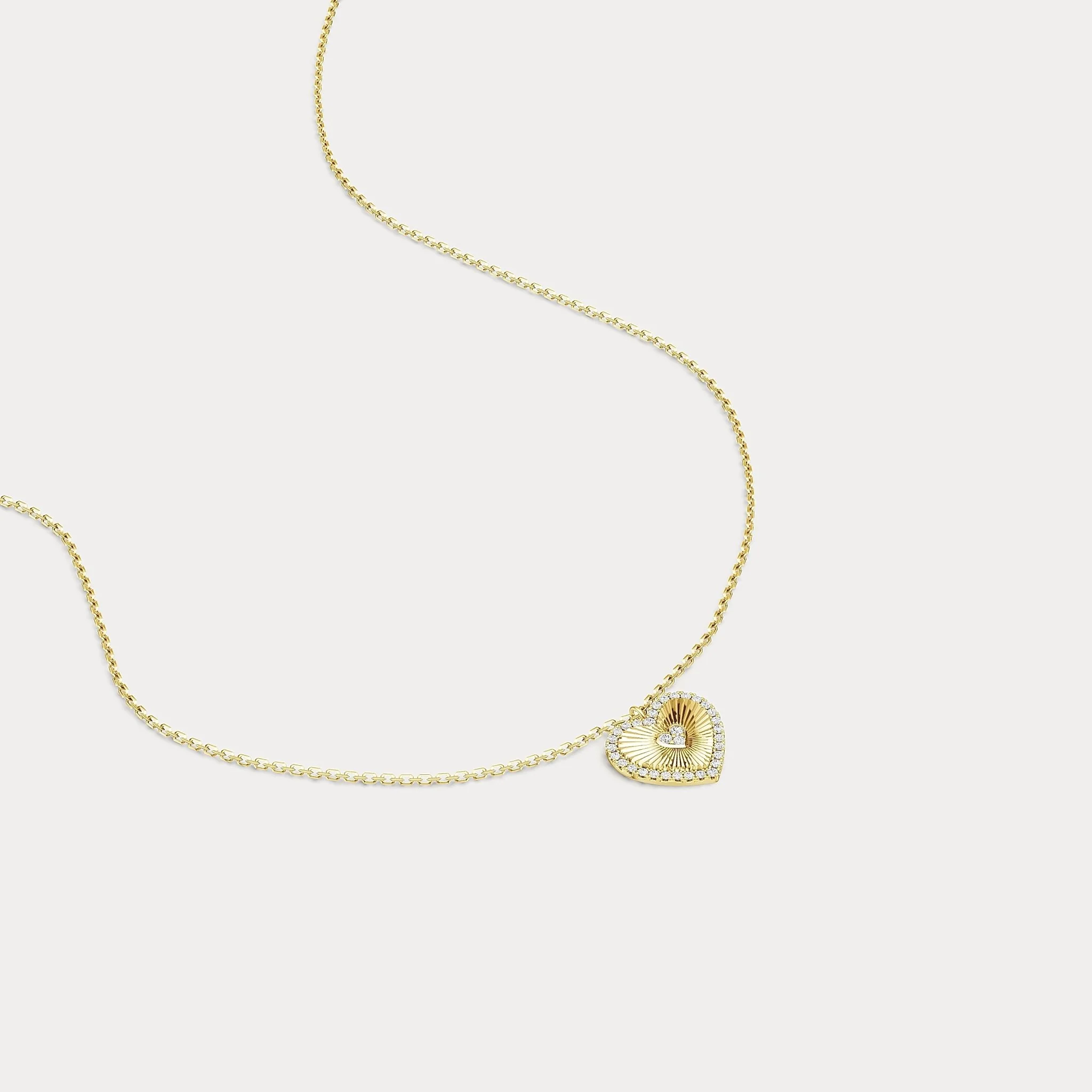 Fluted Heart Lab-Grown Diamond Accent Pendant Necklace in Sterling Silver - Image 10