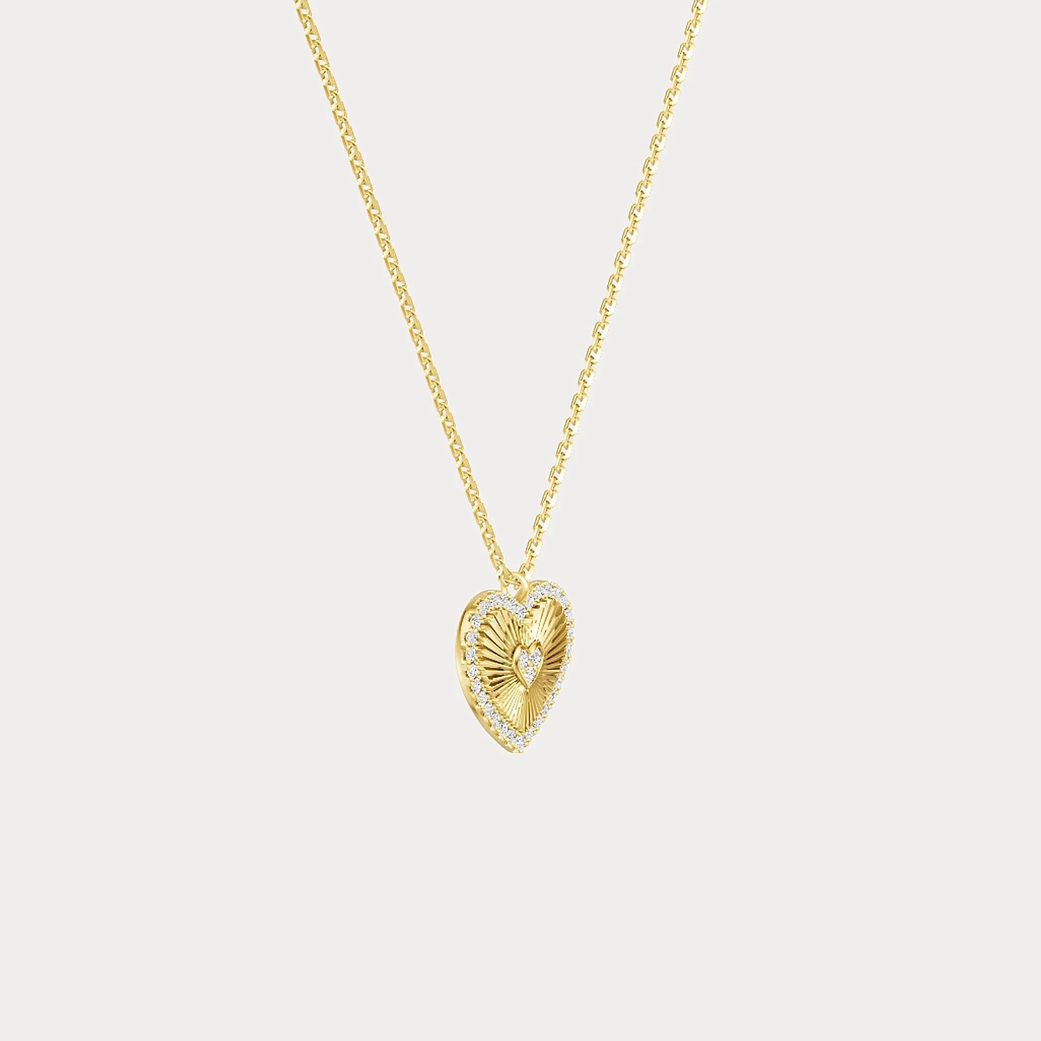 Fluted Heart Lab-Grown Diamond Accent Pendant Necklace in Sterling Silver - Image 11