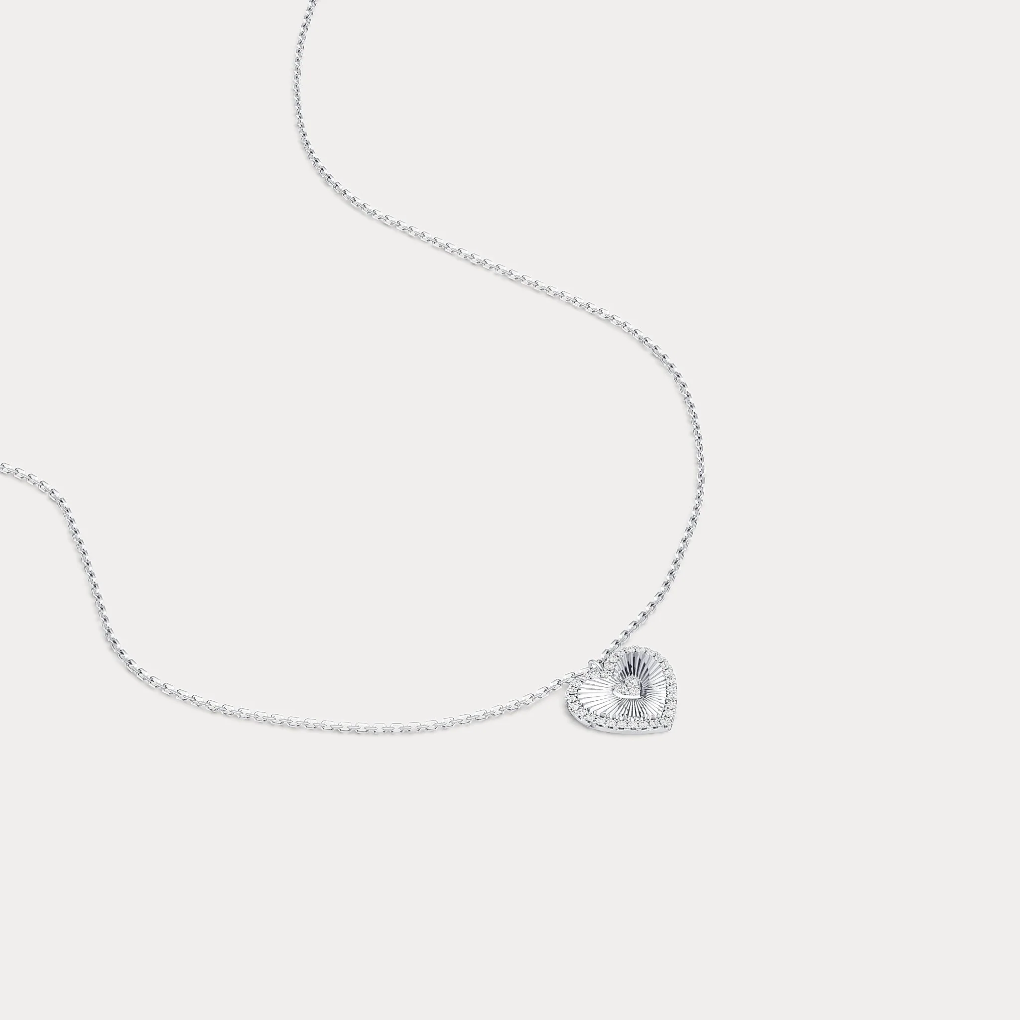 Fluted Heart Lab-Grown Diamond Accent Pendant Necklace in Sterling Silver - Image 4