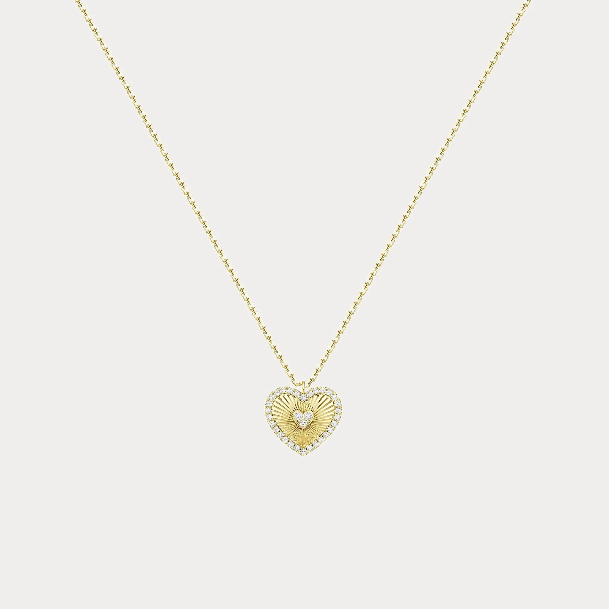 Fluted Heart Lab-Grown Diamond Accent Pendant Necklace in Sterling Silver - Image 7