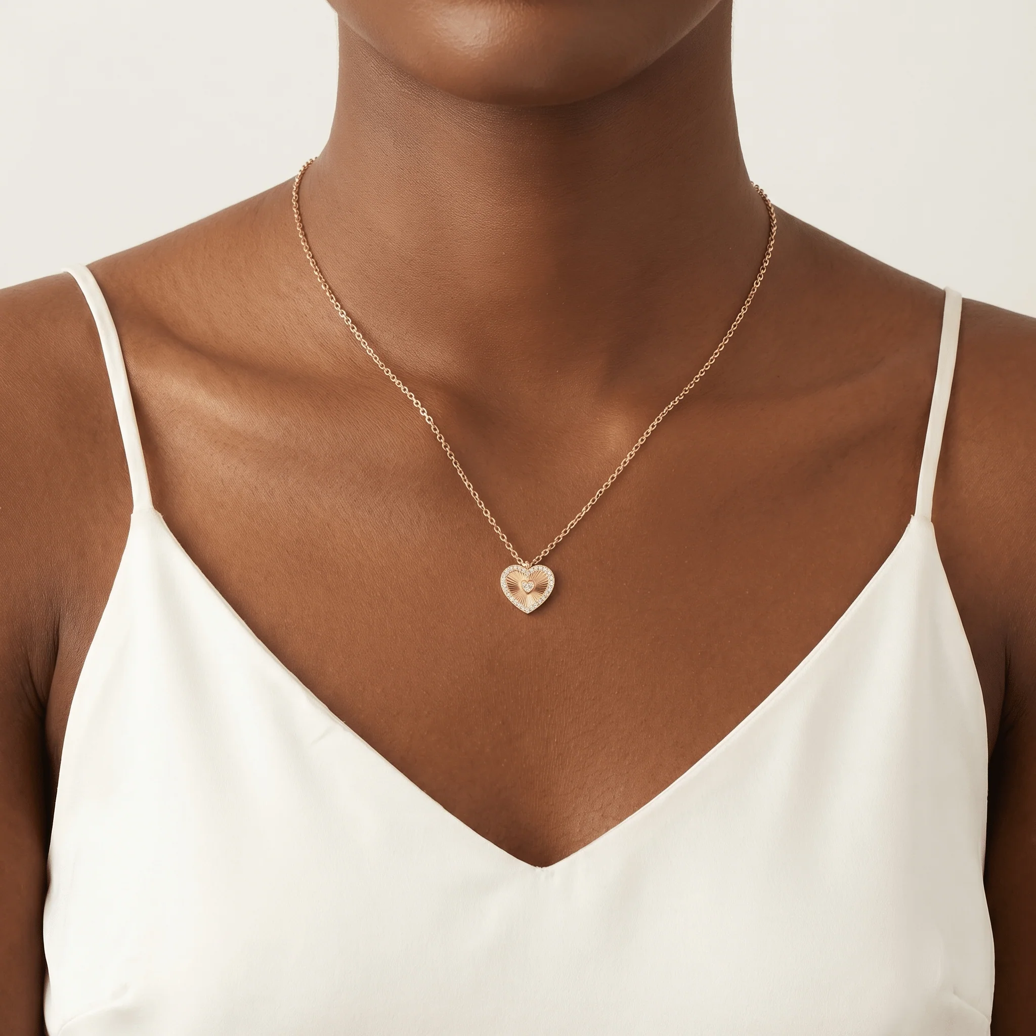 Fluted Heart Lab-Grown Diamond Accent Pendant Necklace in Sterling Silver - Image 9