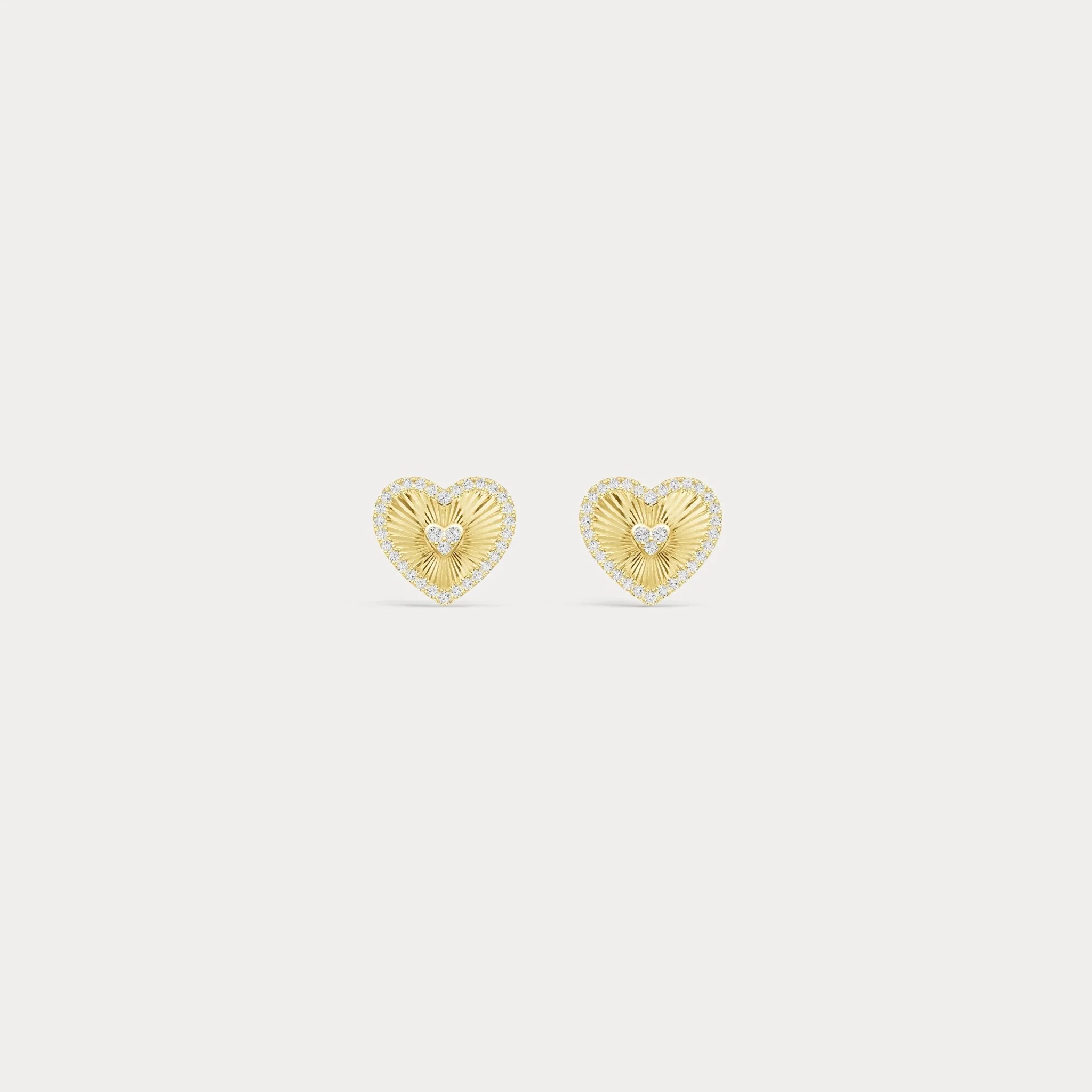 Fluted Heart Lab-Grown Diamond Accent Stud Earrings in Sterling Silver - Image 5