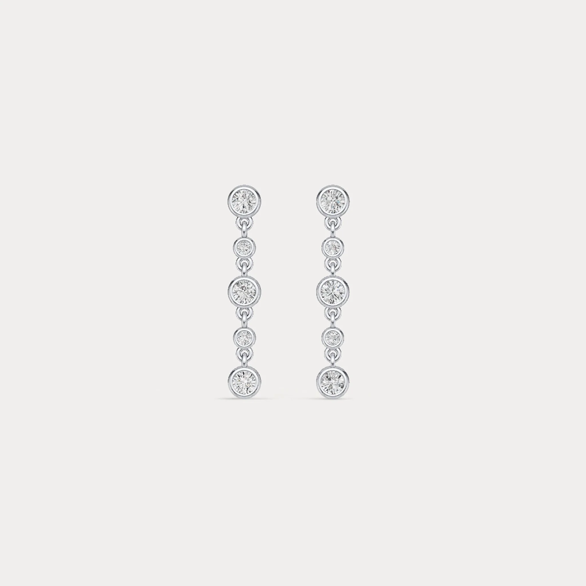 Graduated Bezel Set 5 Round Lab-Grown Diamond Drop Earrings in Sterling Silver