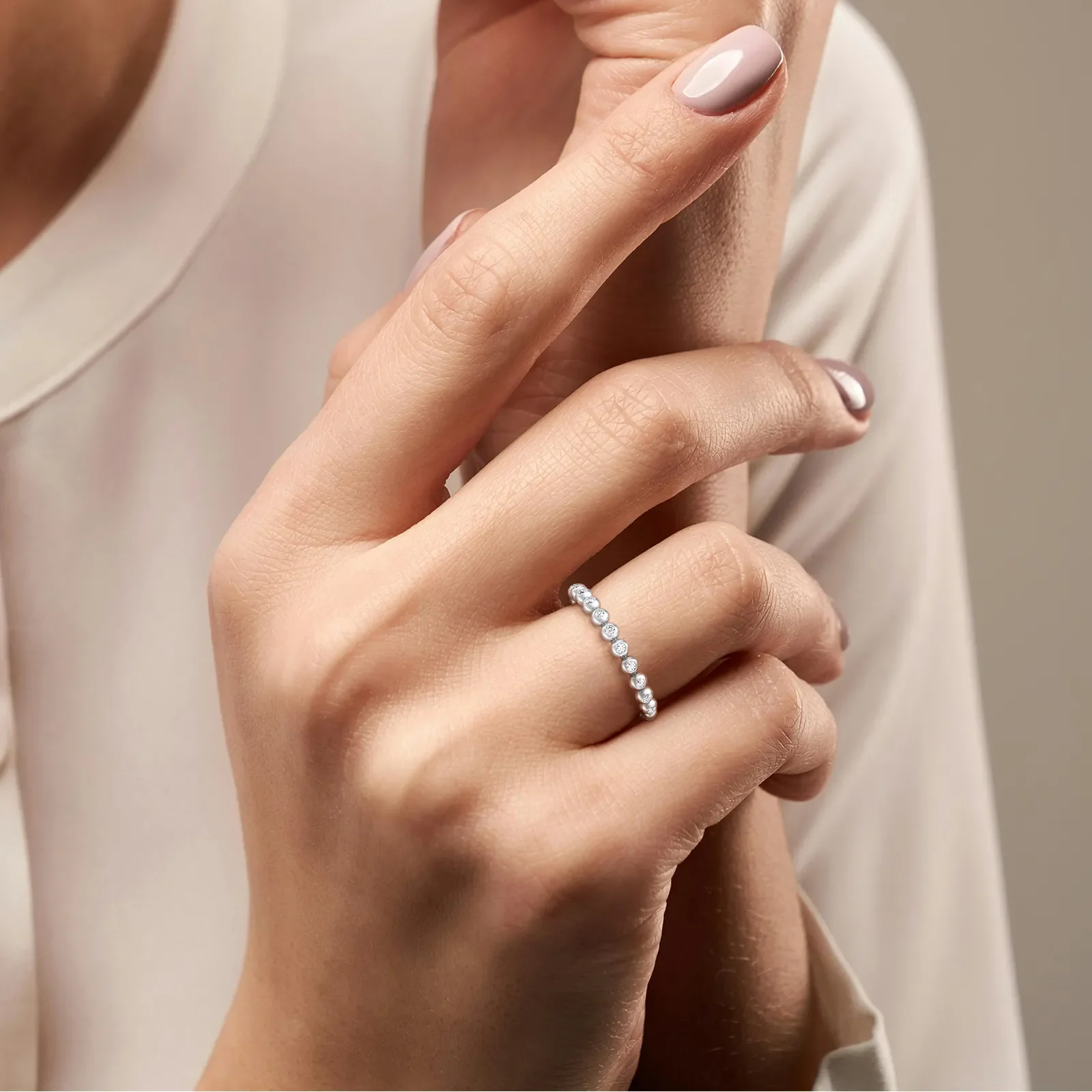 Half Eternity Lab Grown Diamond Ring In 14K Solid Gold - Image 24