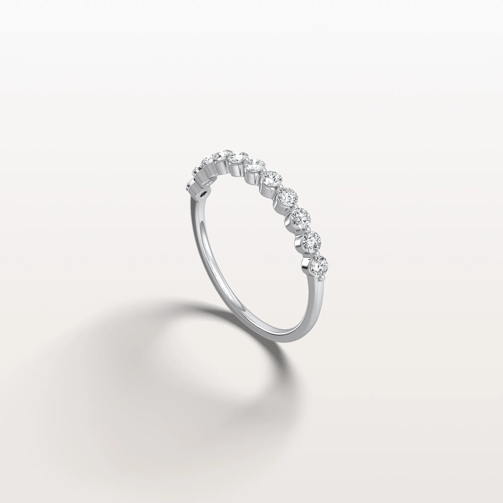 Half Eternity Lab Grown Diamond Ring-Round Cut Stackable Wedding Band - Image 13