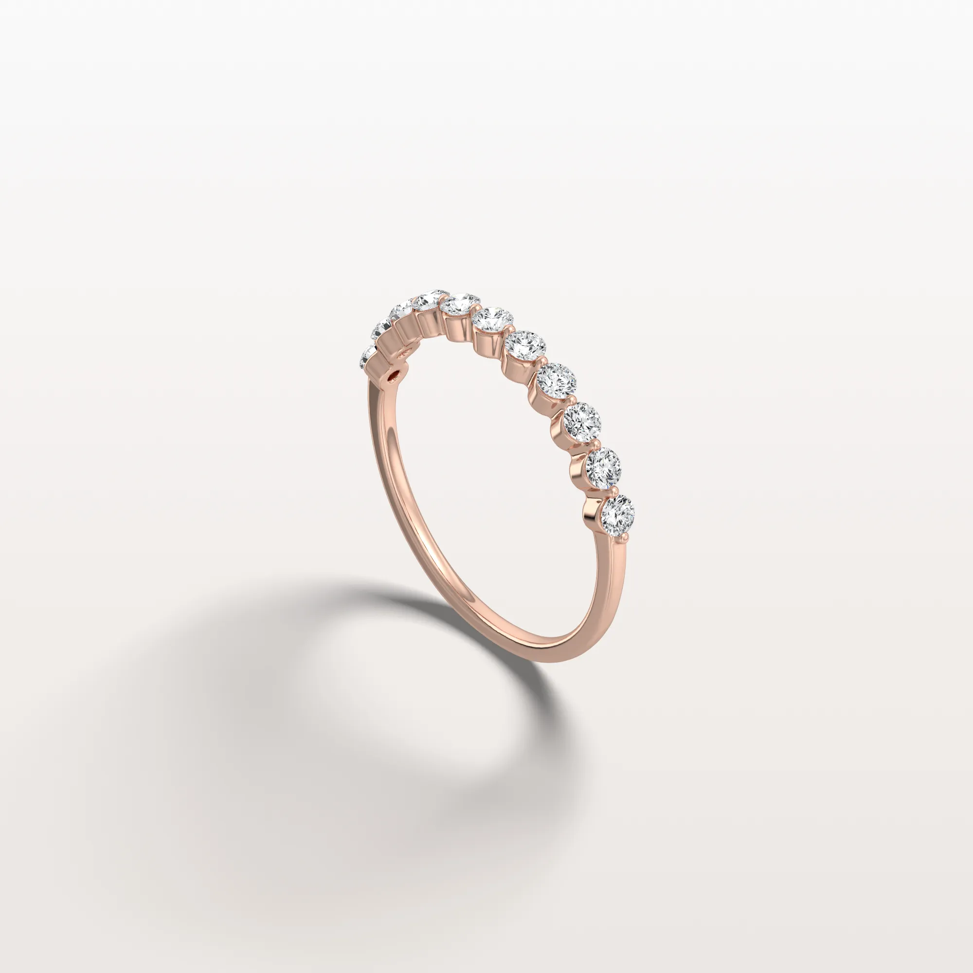 Half Eternity Lab Grown Diamond Ring-Round Cut Stackable Wedding Band - Image 17