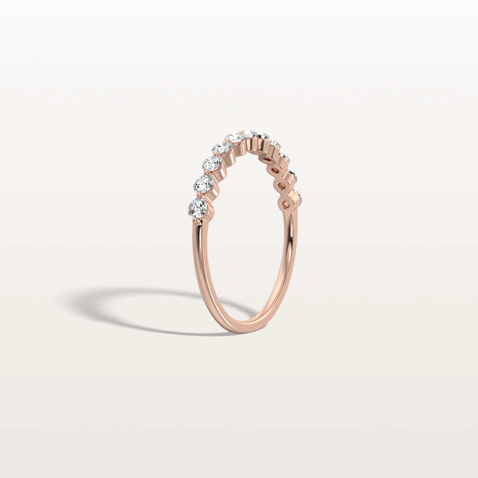 Half Eternity Lab Grown Diamond Ring-Round Cut Stackable Wedding Band - Image 18