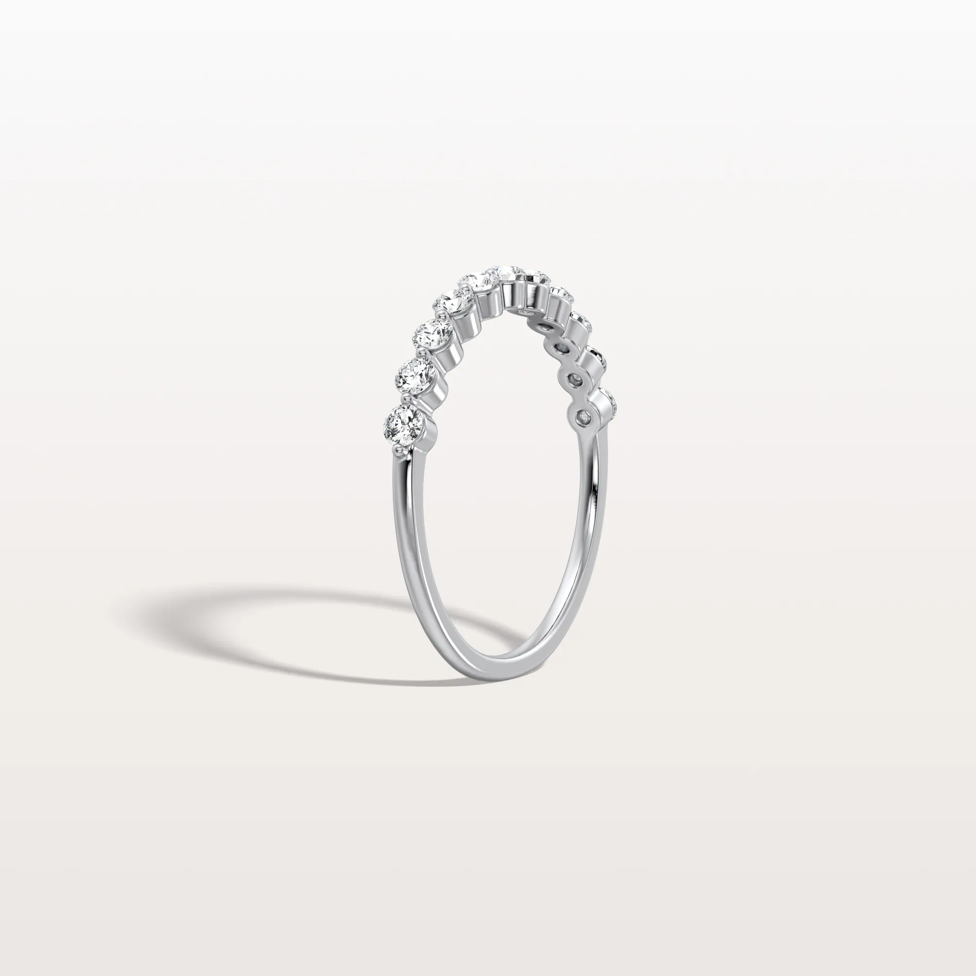 Half Eternity Lab Grown Diamond Ring-Round Cut Stackable Wedding Band - Image 22